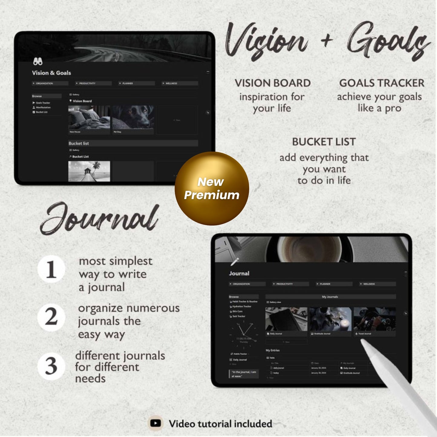 Ultimate Notion Life Planner | Aesthetic All-in-One Notion Dashboard | Dark Mode Digital Template
