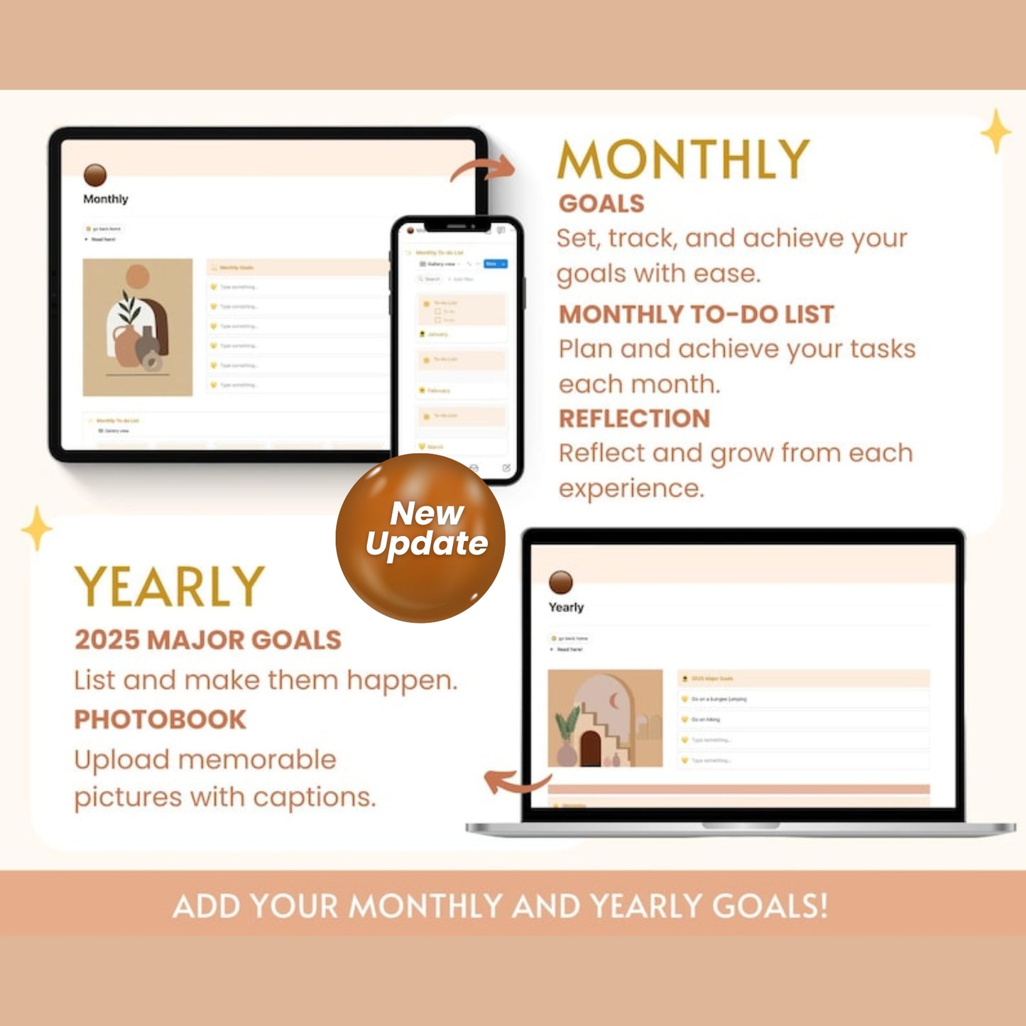 Notion Template All-in-One Life Planner | Aesthetic Notion Dashboard | Simple Notion ADHD Planner for Daily Tasks and Goals