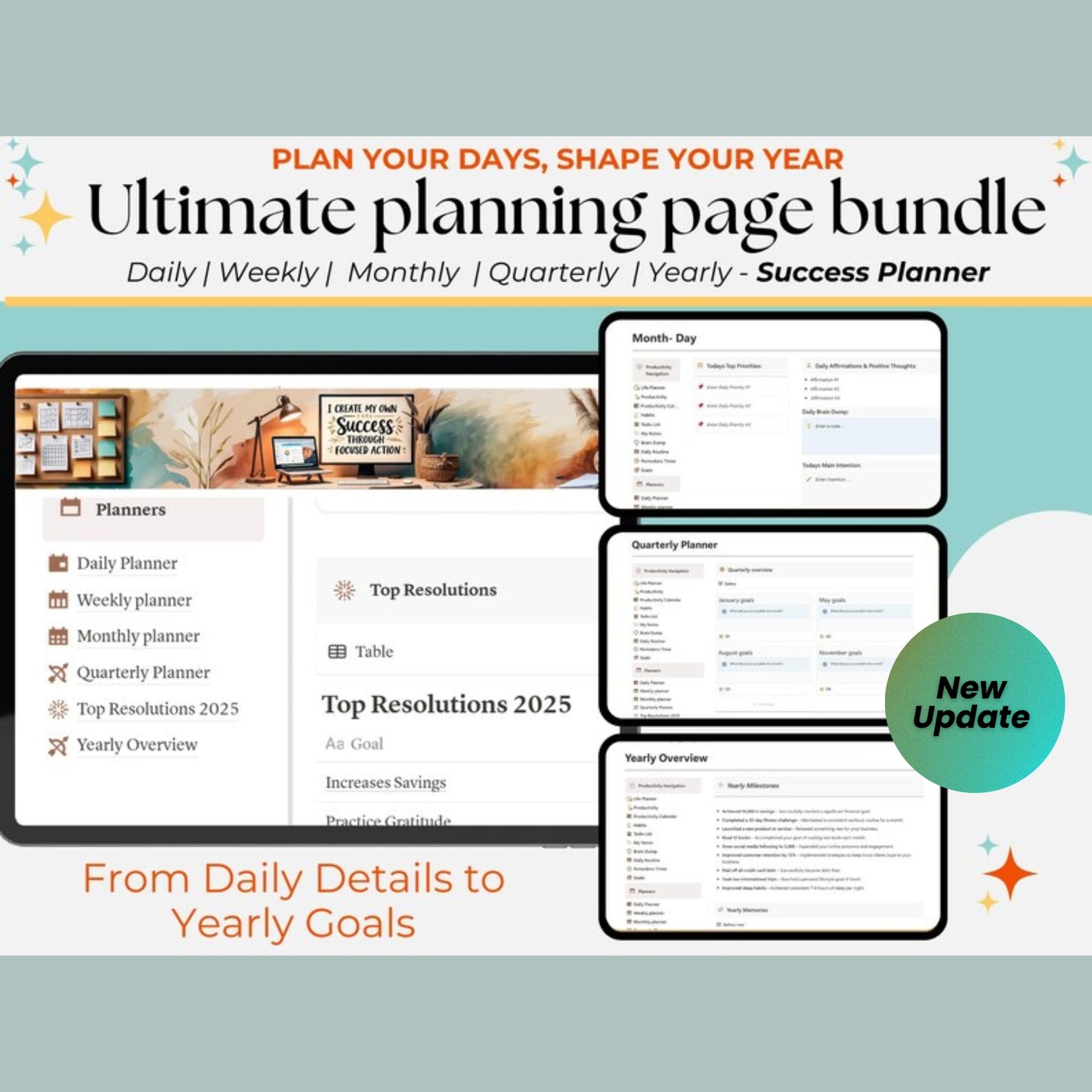 All-in-One Notion Life Planner Template | 2025 Notion Dashboard | Second Brain | Daily, Weekly, Financial, ADHD & Wellness Planner