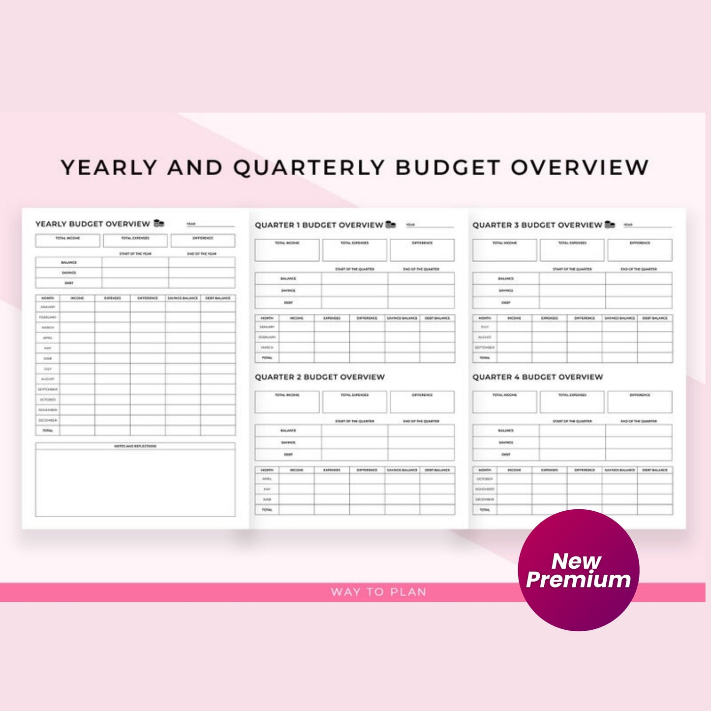 Budget Planner Printable | Personal Finance Tracker | Monthly Yearly Budget Sheets | Debt-Free & Savings Planner