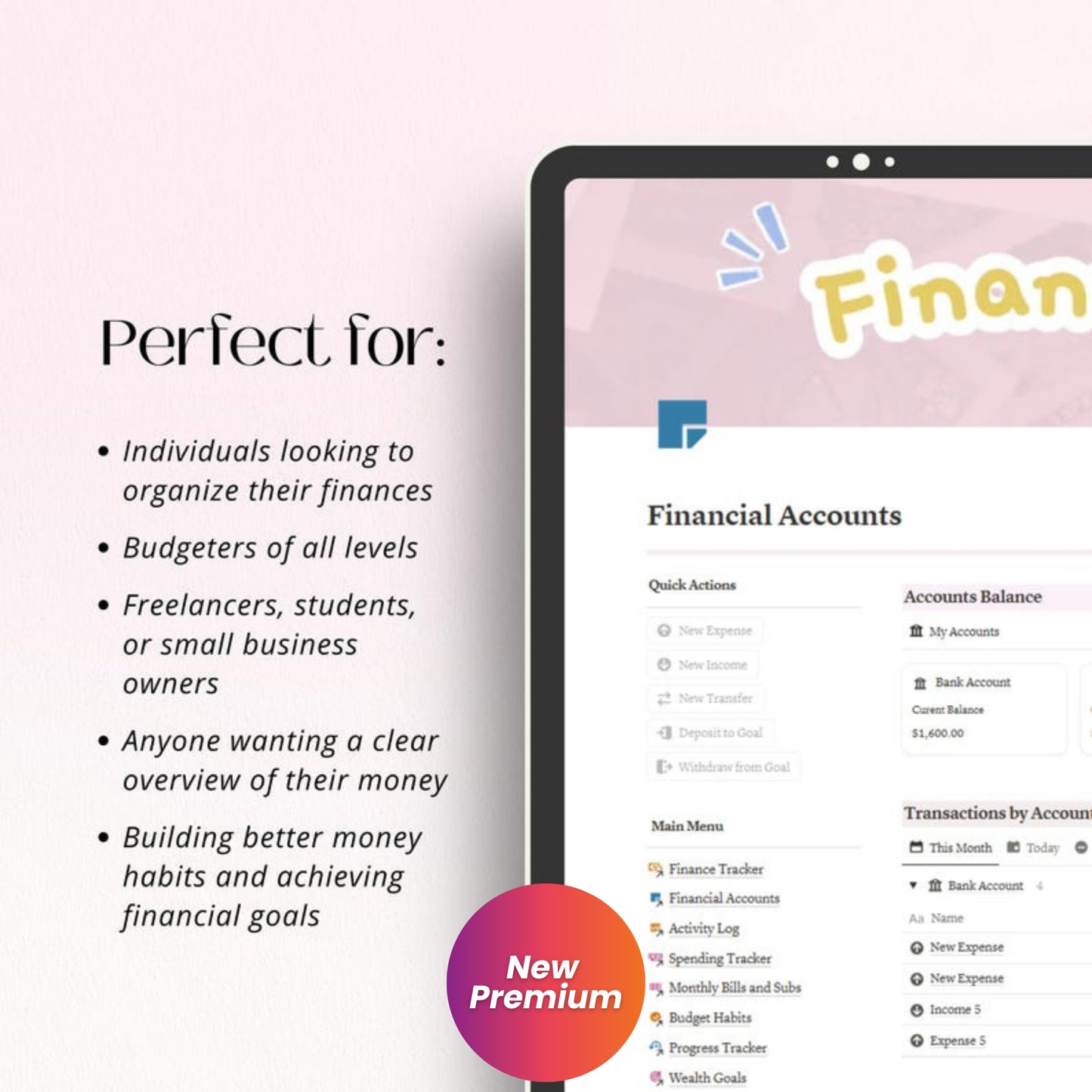 Personal Finance Notion Template | Budget Tracker & Expense Log | All-in-One Financial Planning Dashboard