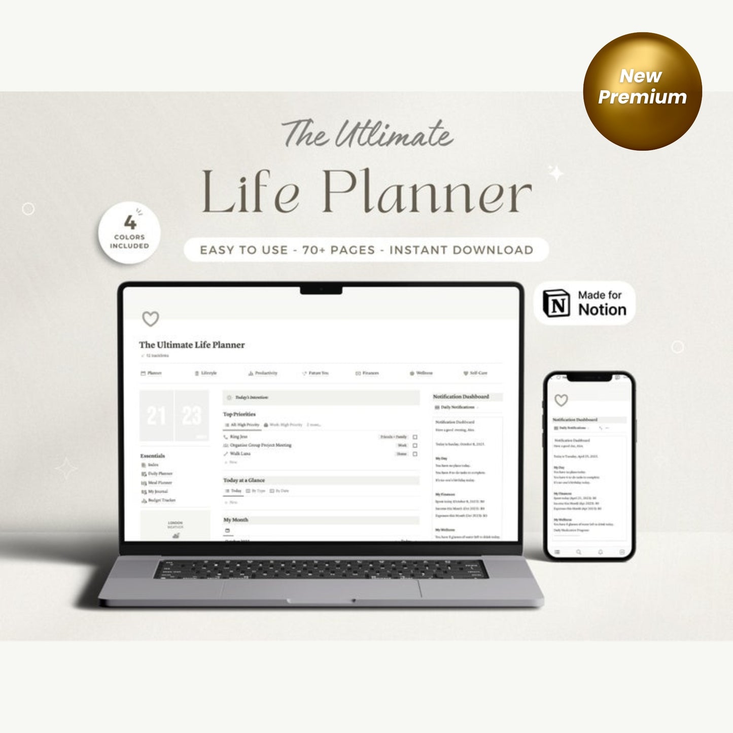 Ultimate Notion Life Planner | 2024 Notion Dashboard | Aesthetic All-in-One Notion Template | ADHD-Friendly Notion Budget & Calendar