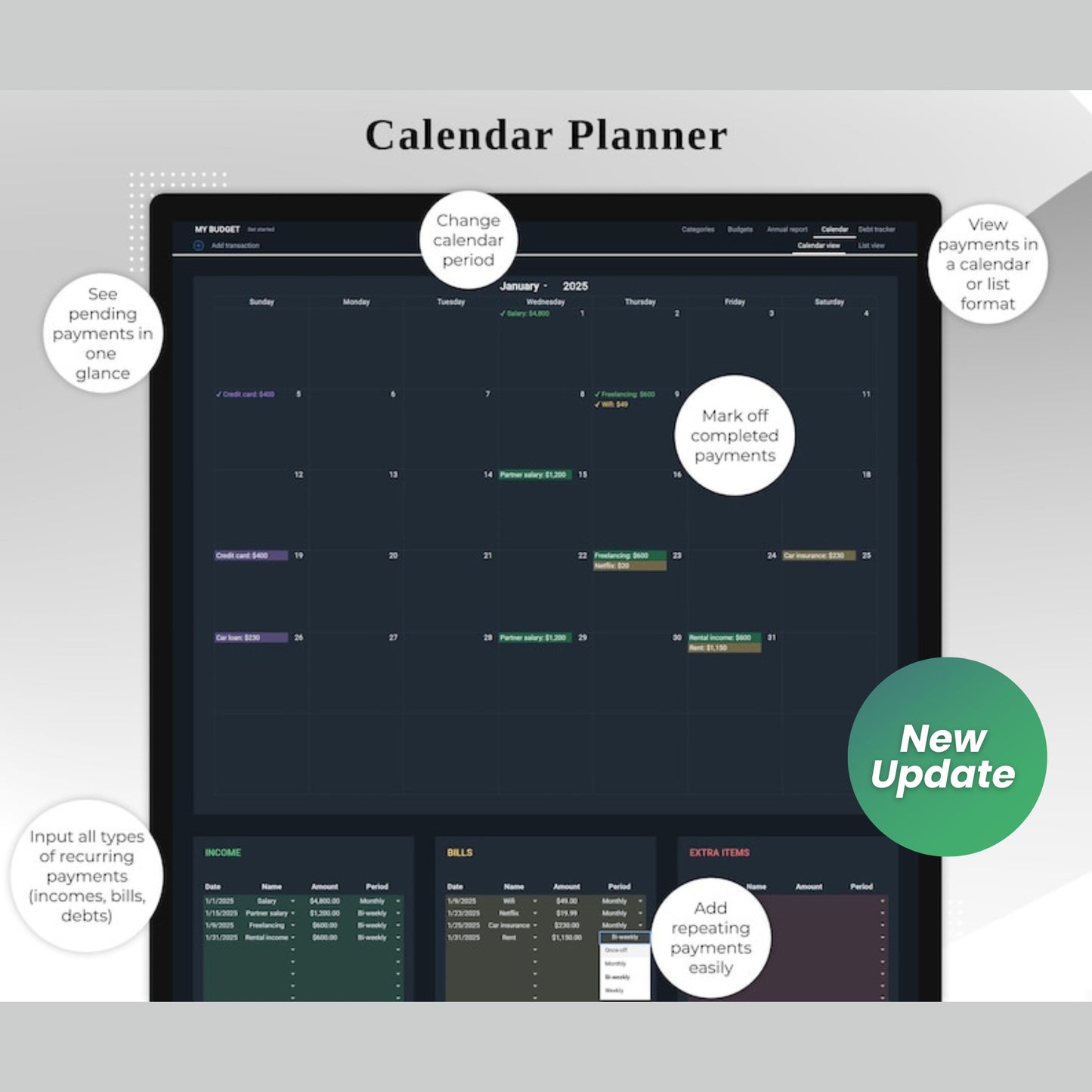 Annual & Monthly Budget Planner | Google Sheets Spreadsheet | Personal Finance Tracker | Income, Expenses, Bills, Savings, Debt Payoff | Digital Download
