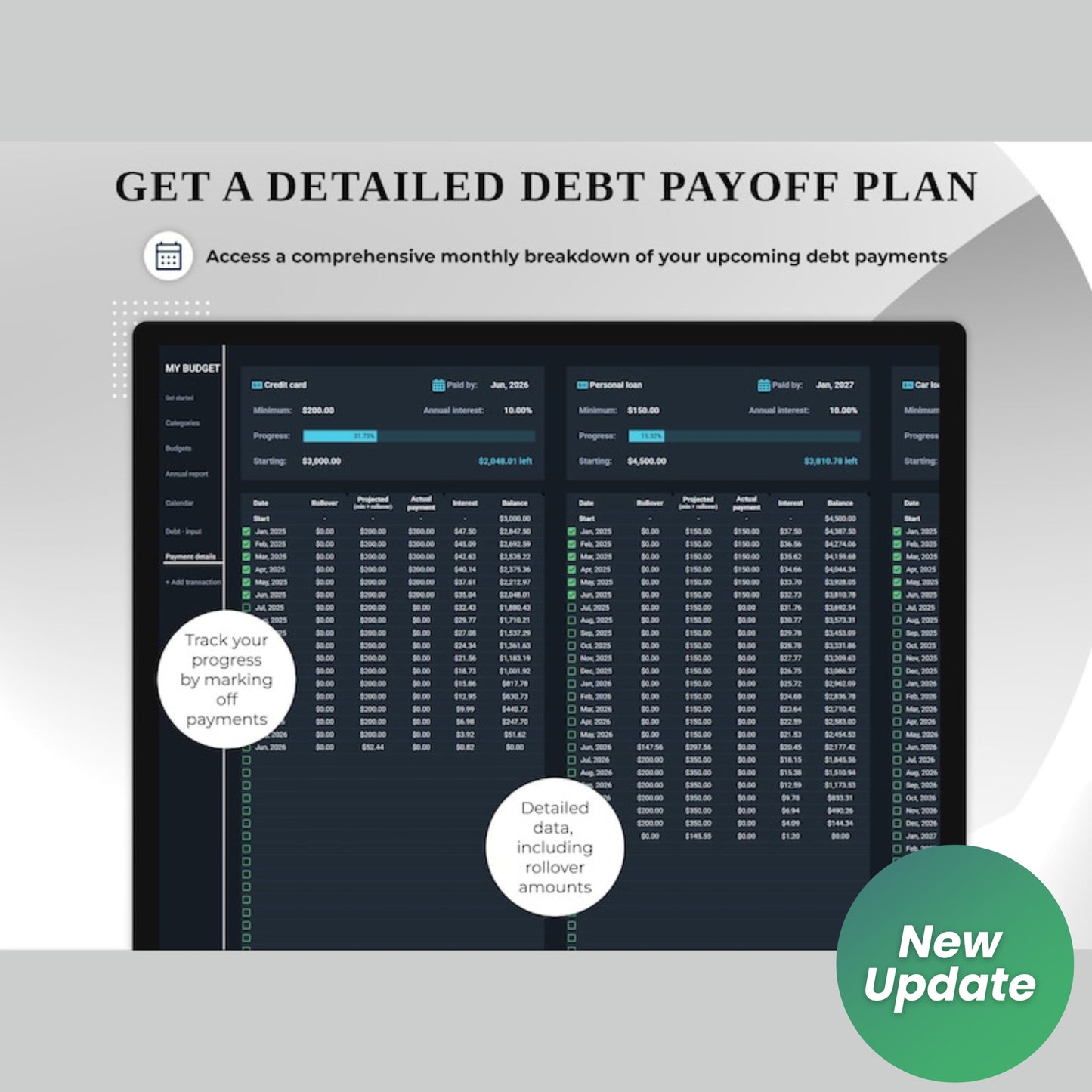 Annual & Monthly Budget Planner | Google Sheets Spreadsheet | Personal Finance Tracker | Income, Expenses, Bills, Savings, Debt Payoff | Digital Download