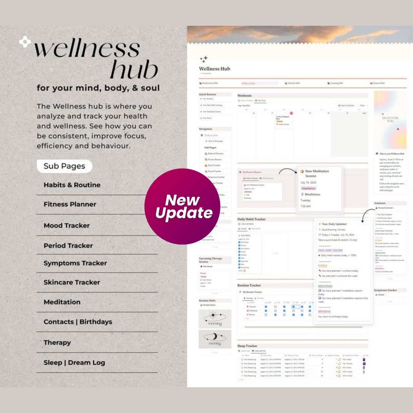 Notion Advanced Life Planner | ADHD Adult Digital Planner | That Girl Aesthetic Notion Template | Second Brain 2.0 | 2025 Productivity Dashboard