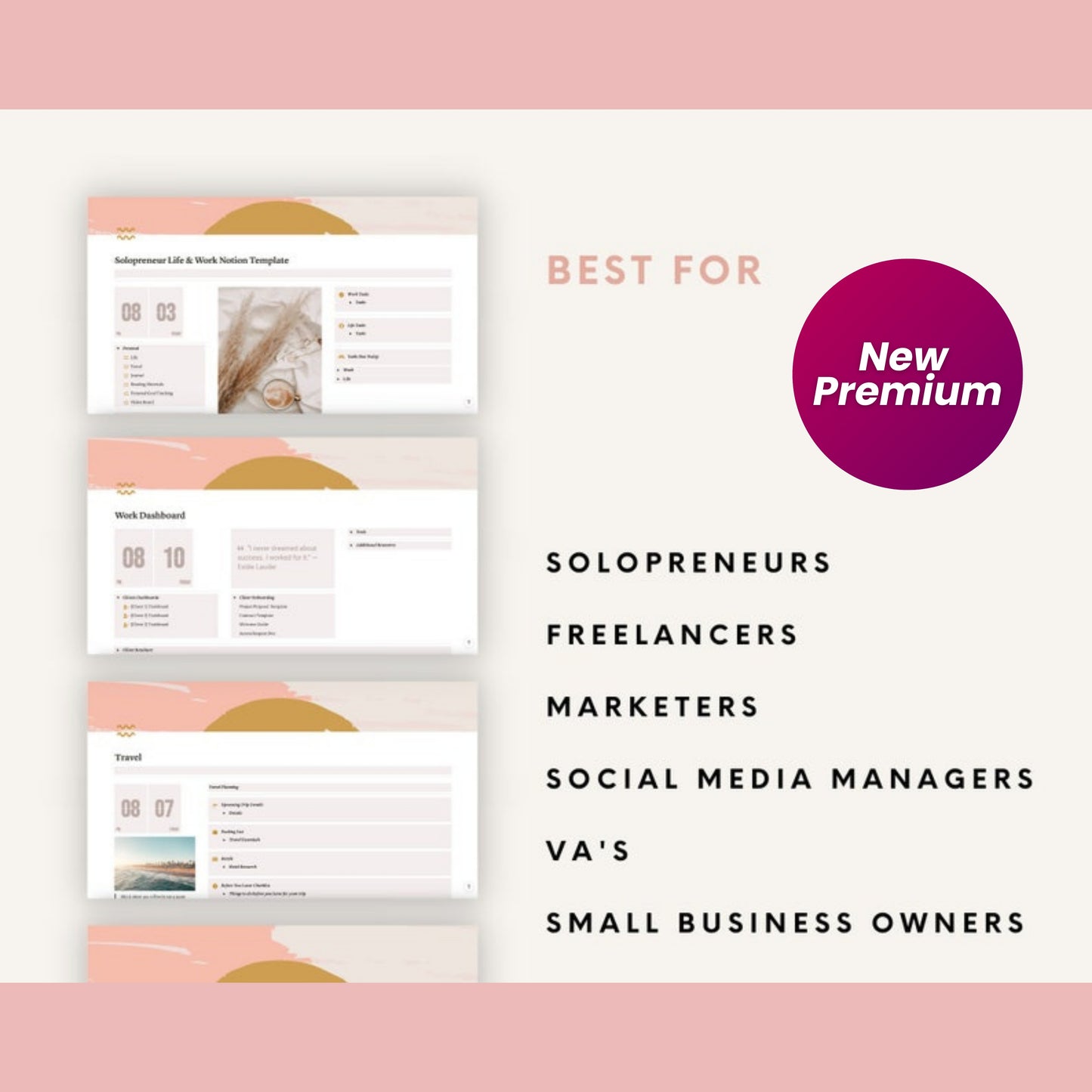 All-in-One Notion Life & Business Planner Template | Solopreneur Dashboard for Freelancers & Small Businesses