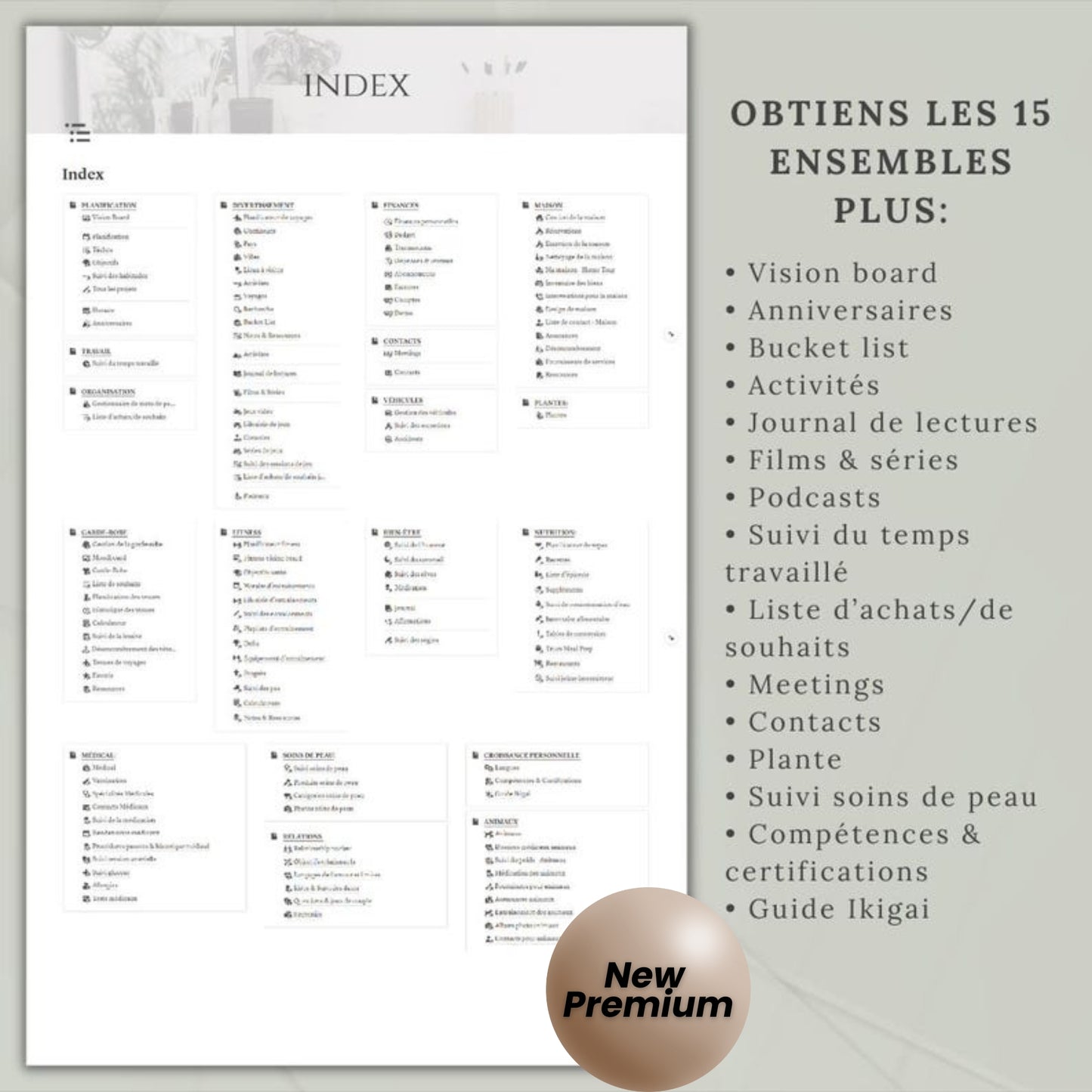 Ultimate Notion Life Planner Template | Personal Dashboard | Second Brain | All-in-One Digital Notion Planner (French)