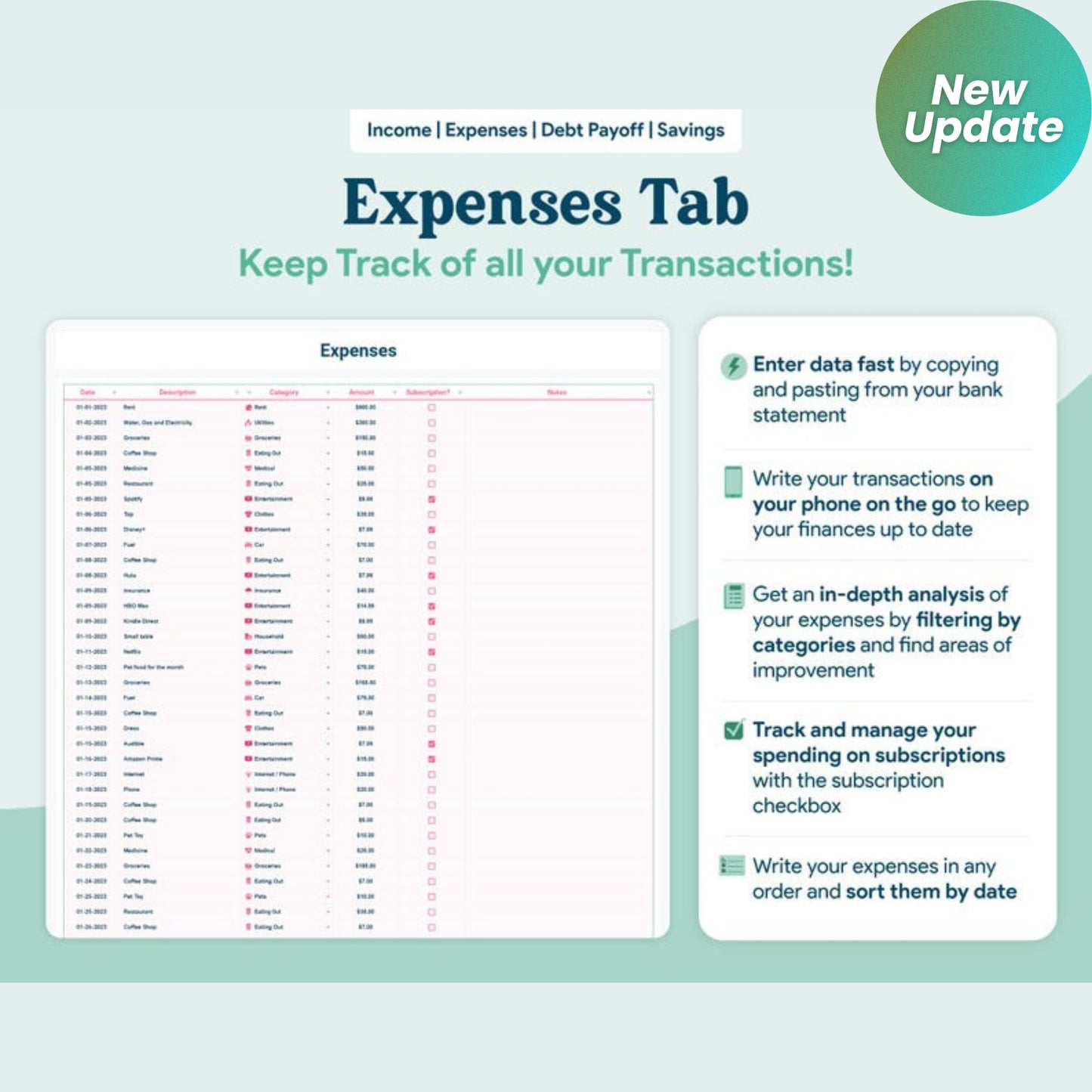 Beginner Monthly & Yearly Budget Spreadsheet | Google Sheets Budget Template | Simple Personal Finance Tracker | Light Mode