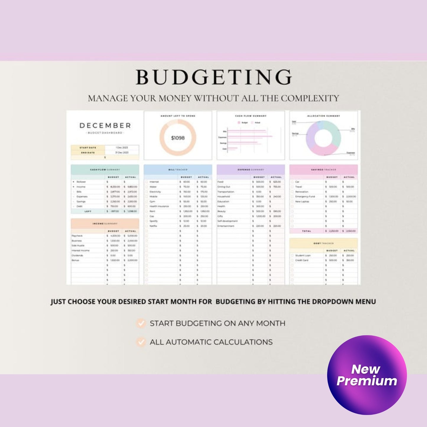 PLR Simple Budget Spreadsheet – Monthly Budget for Google Sheets | Personal Finance Tool | Money Management | Financial Planning