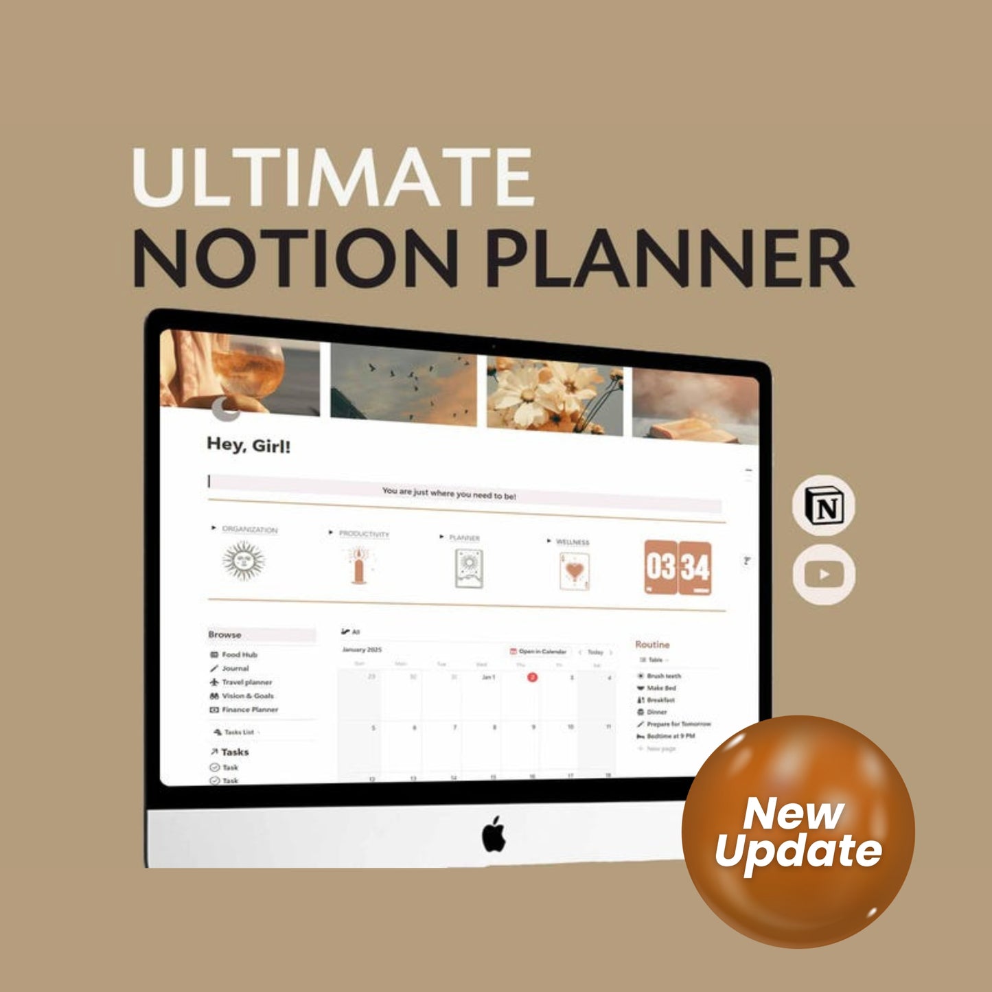 2025 Notion Life Planner | All-In-One Aesthetic Notion Dashboard Template | Ultimate Digital Organizer