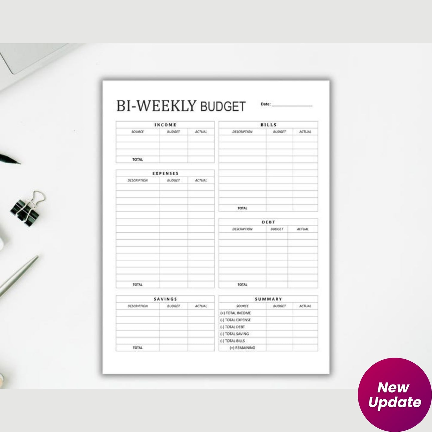 Biweekly Budget Planner | Printable Paycheck Budget Tracker | Budget by Paycheck | Personal Finance Planner