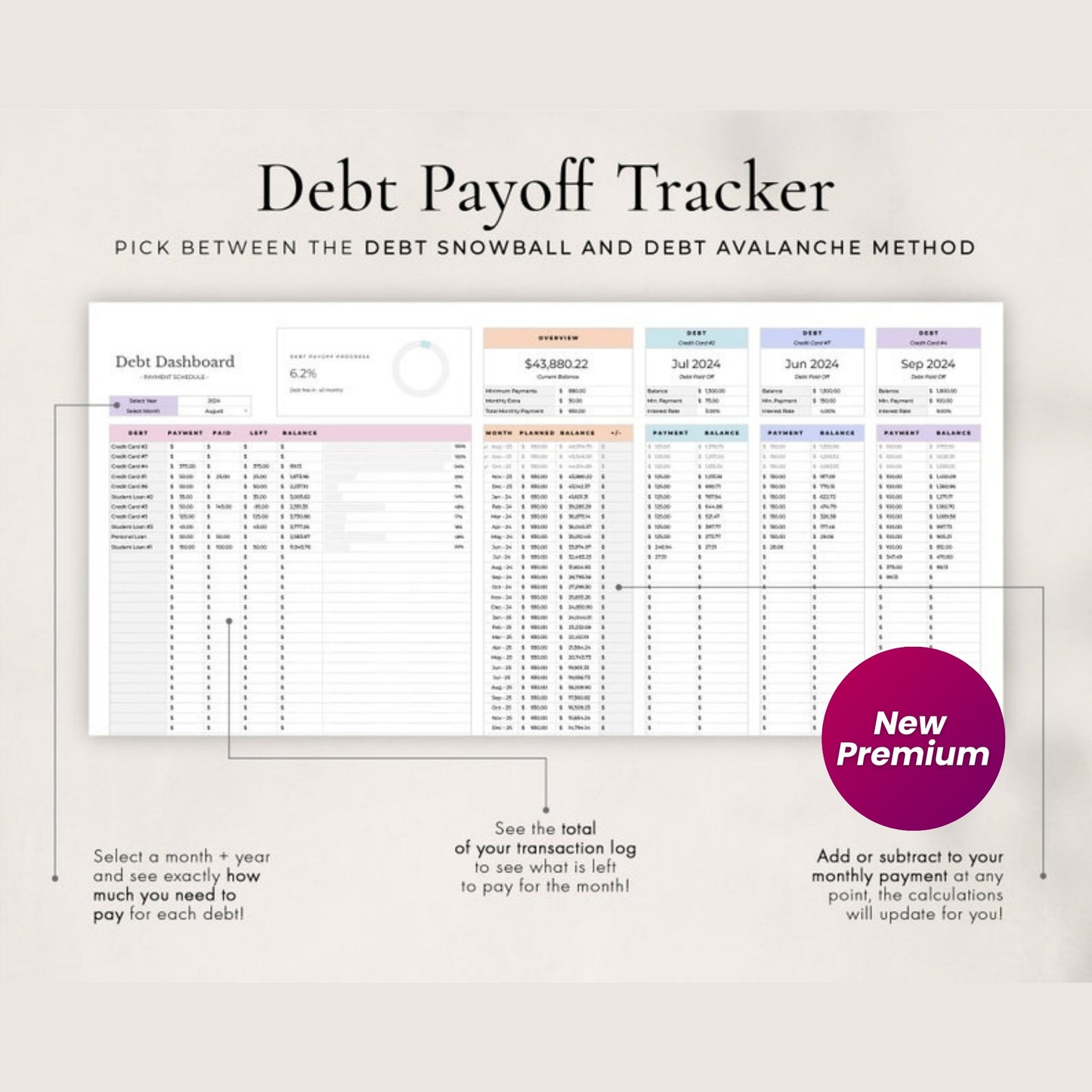 Annual Budget Spreadsheet | Google Sheets Budget Template | Monthly & Yearly Budget Planner | Bill Calendar | Sinking Funds & Debt Tracker