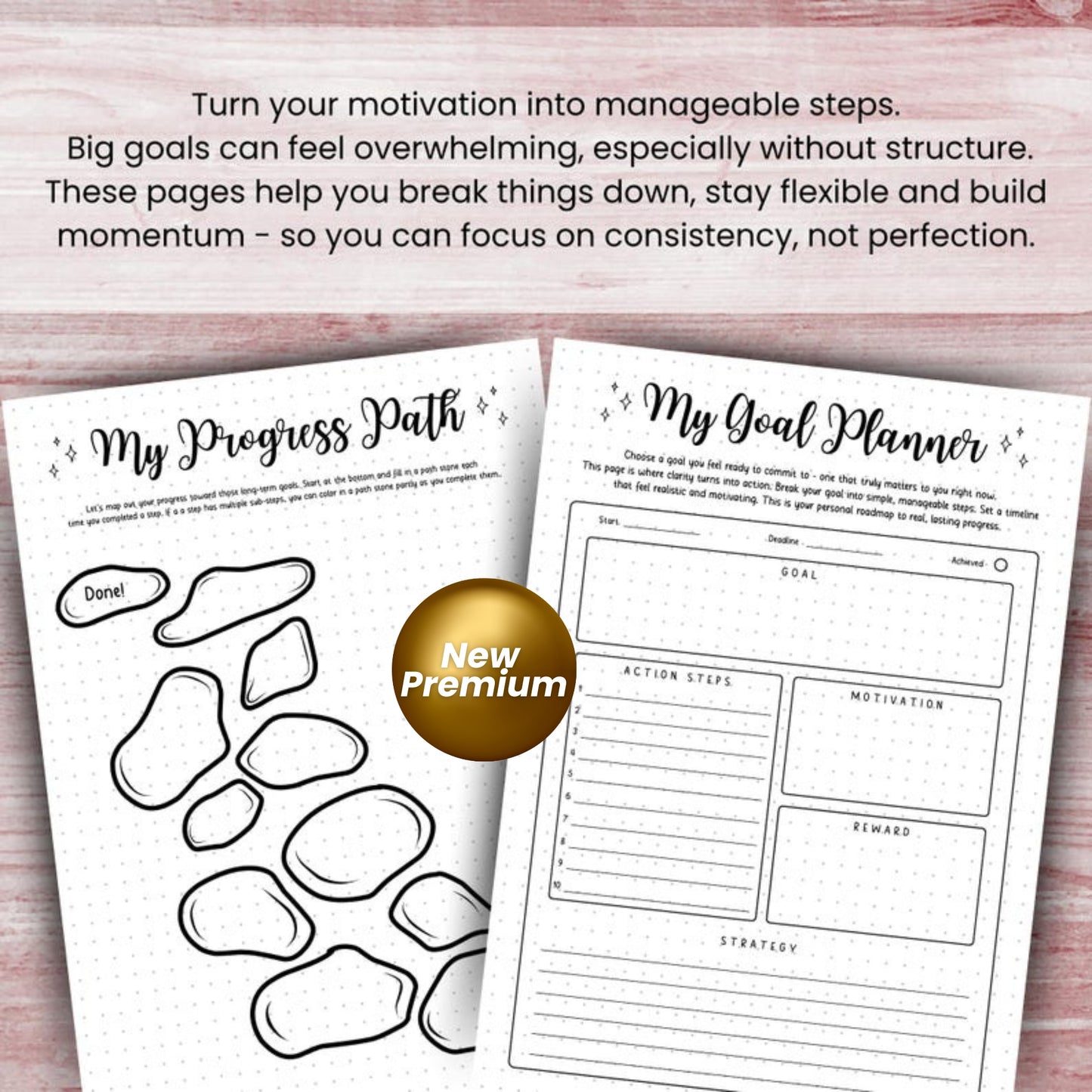 Ultimate ADHD Goal Planner Bundle for Neurodivergent Minds – Printable Vision Board, Wheel of Life, Goal Setting & Progress Tracker