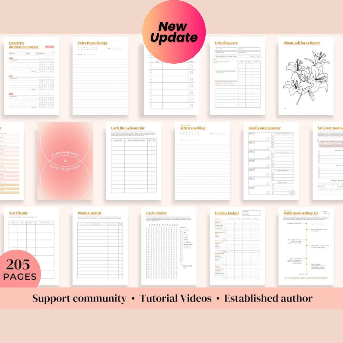 ADHD Printable Planner (Created by an ADHDer) – 205-Page Adult ADHD Daily Organizer, Self-Care & Growth Journal – 2025 & Beyond