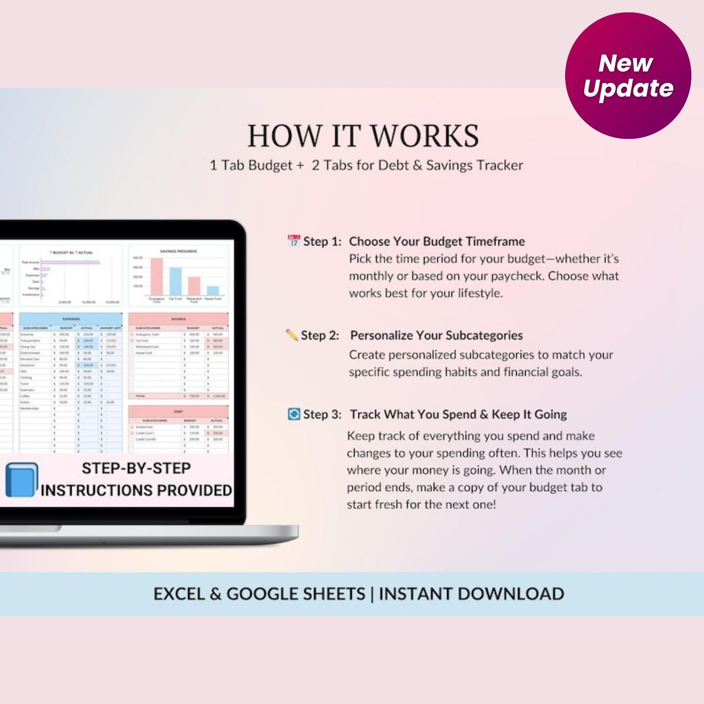 Budget By Paycheck Google Sheets & Excel Spreadsheet | Monthly Paycheck Budget | Simple Budget Planner | Expense Tracker | Financial Organizer