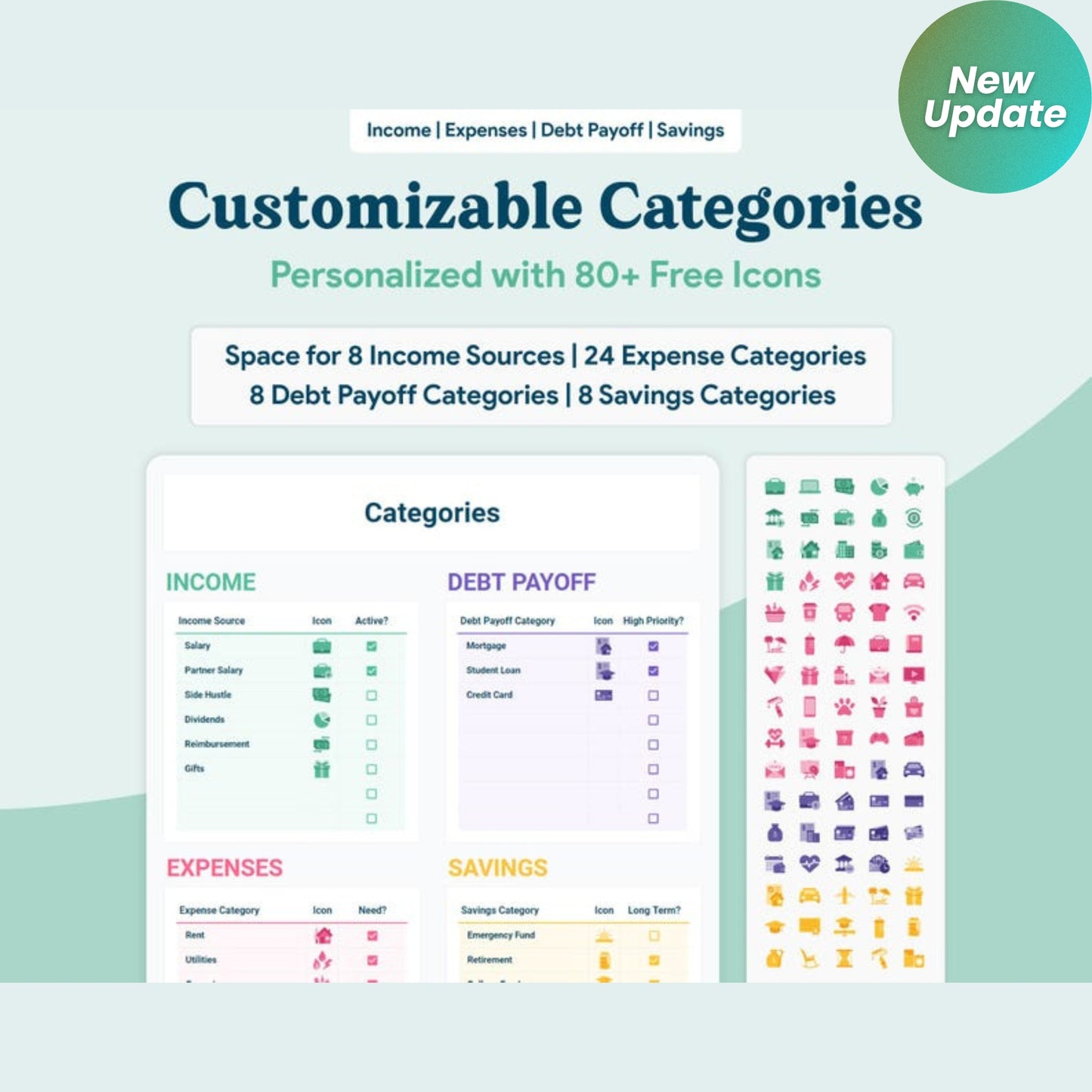 Beginner Monthly & Yearly Budget Spreadsheet | Google Sheets Budget Template | Simple Personal Finance Tracker | Light Mode