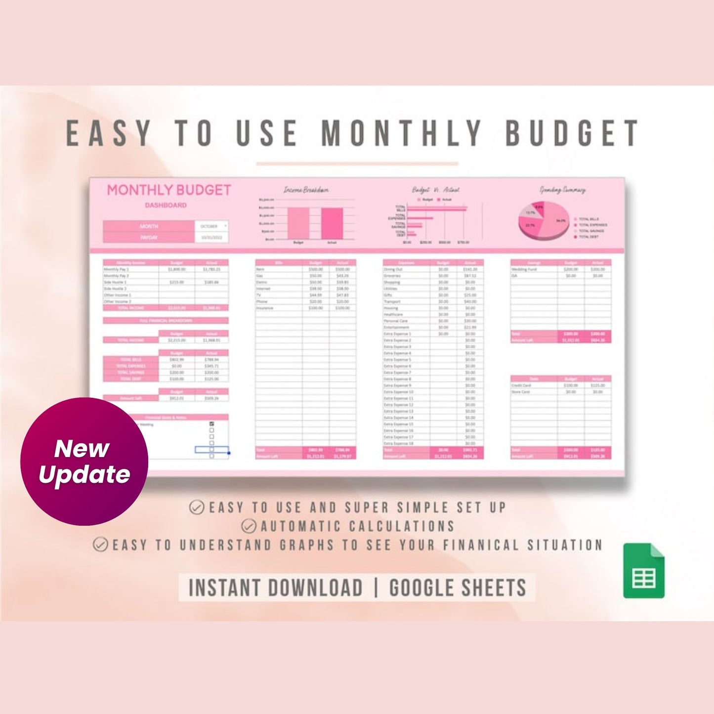 Budget by Paycheck Spreadsheet – Monthly Paycheck Budget Planner | Google Sheets Financial Template | Digital Download