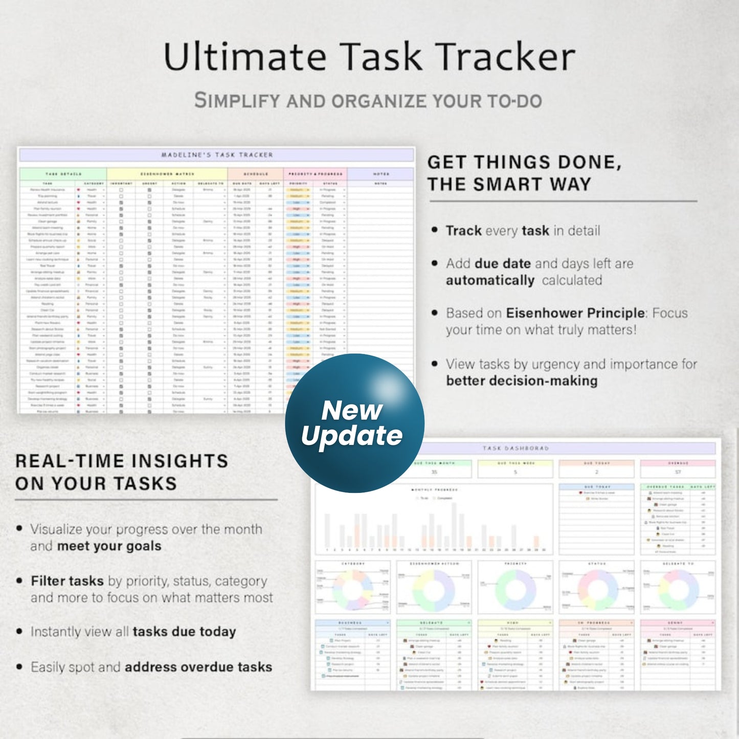 ADHD Life Planner Spreadsheet | Budget Tracker, Task List, Habit & Goal Tracker | Google Sheets Digital Calendar Template