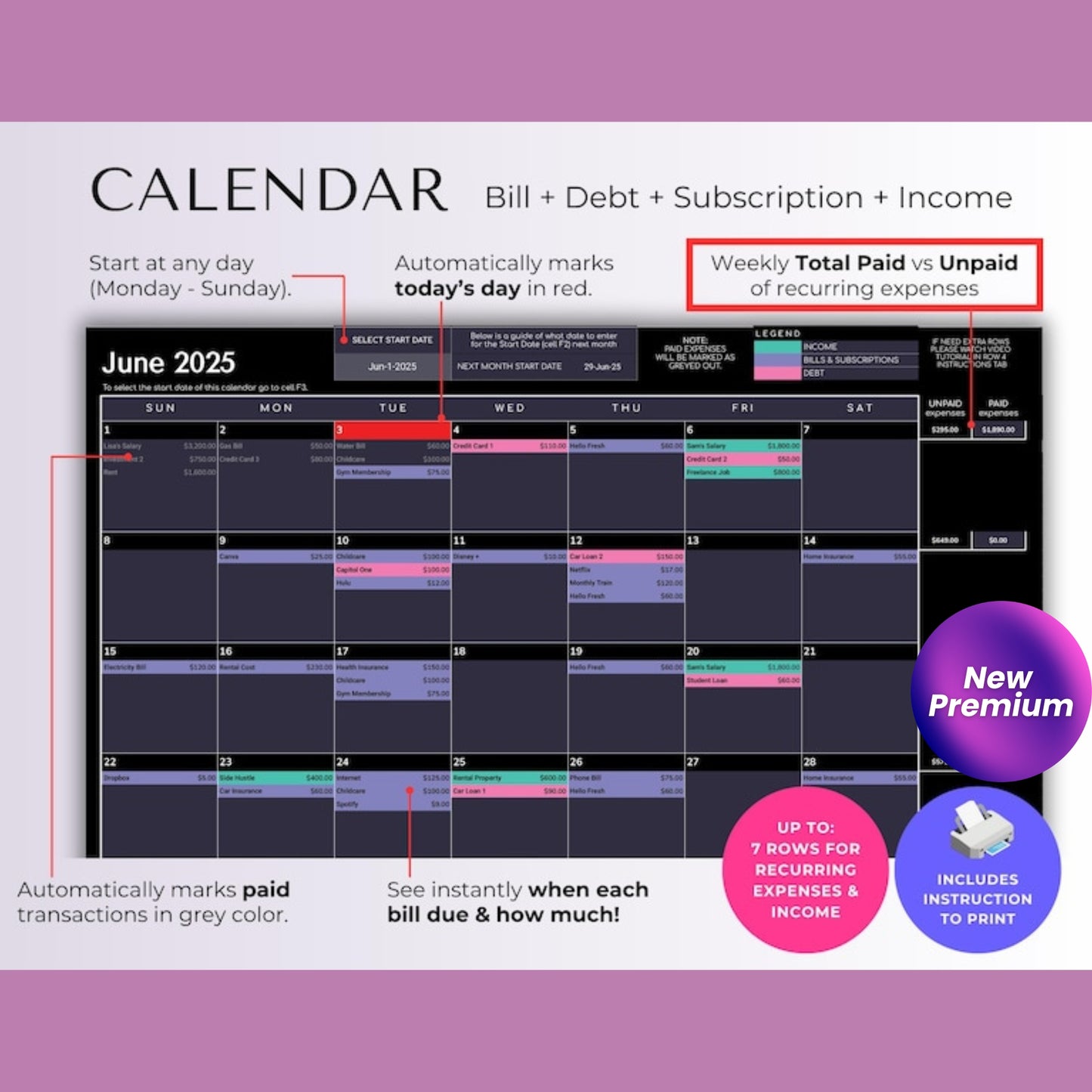 Budget Planner for Biweekly, Bimonthly, Monthly, Weekly Paychecks | Digital Budget Spreadsheet | Savings & Expense Tracker | Google Sheets Template