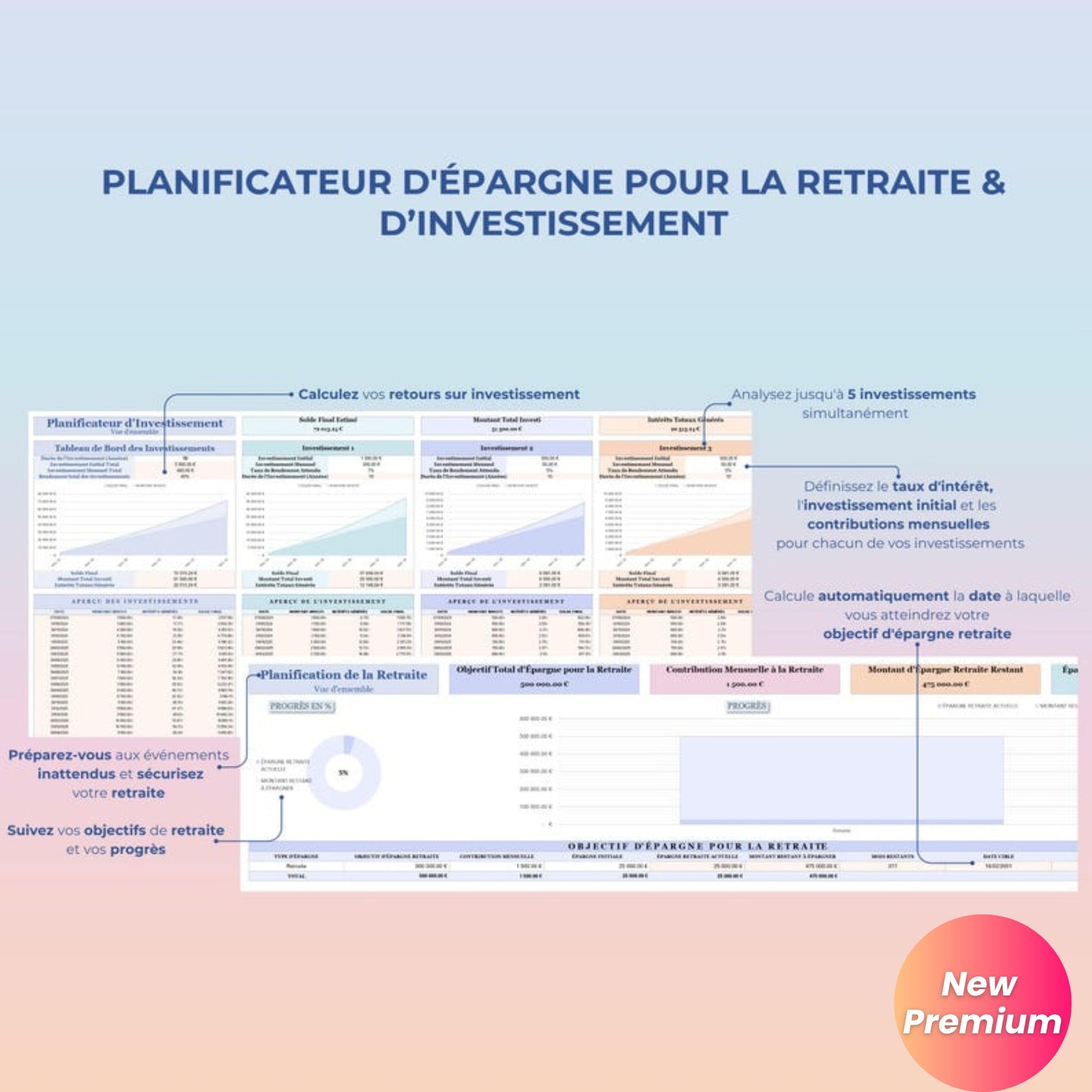 Annual Budget Spreadsheet (French) – Google Sheets & Excel | Monthly, Biweekly, 50/30/20 Budget Planner, Bills, Debt, Net Worth, Investment Tracker