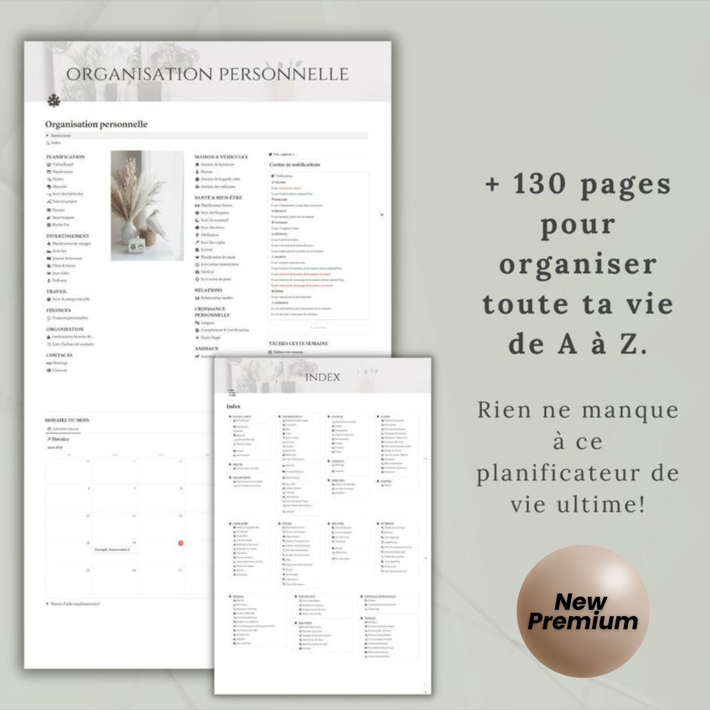 Ultimate Notion Life Planner Template | Personal Dashboard | Second Brain | All-in-One Digital Notion Planner (French)