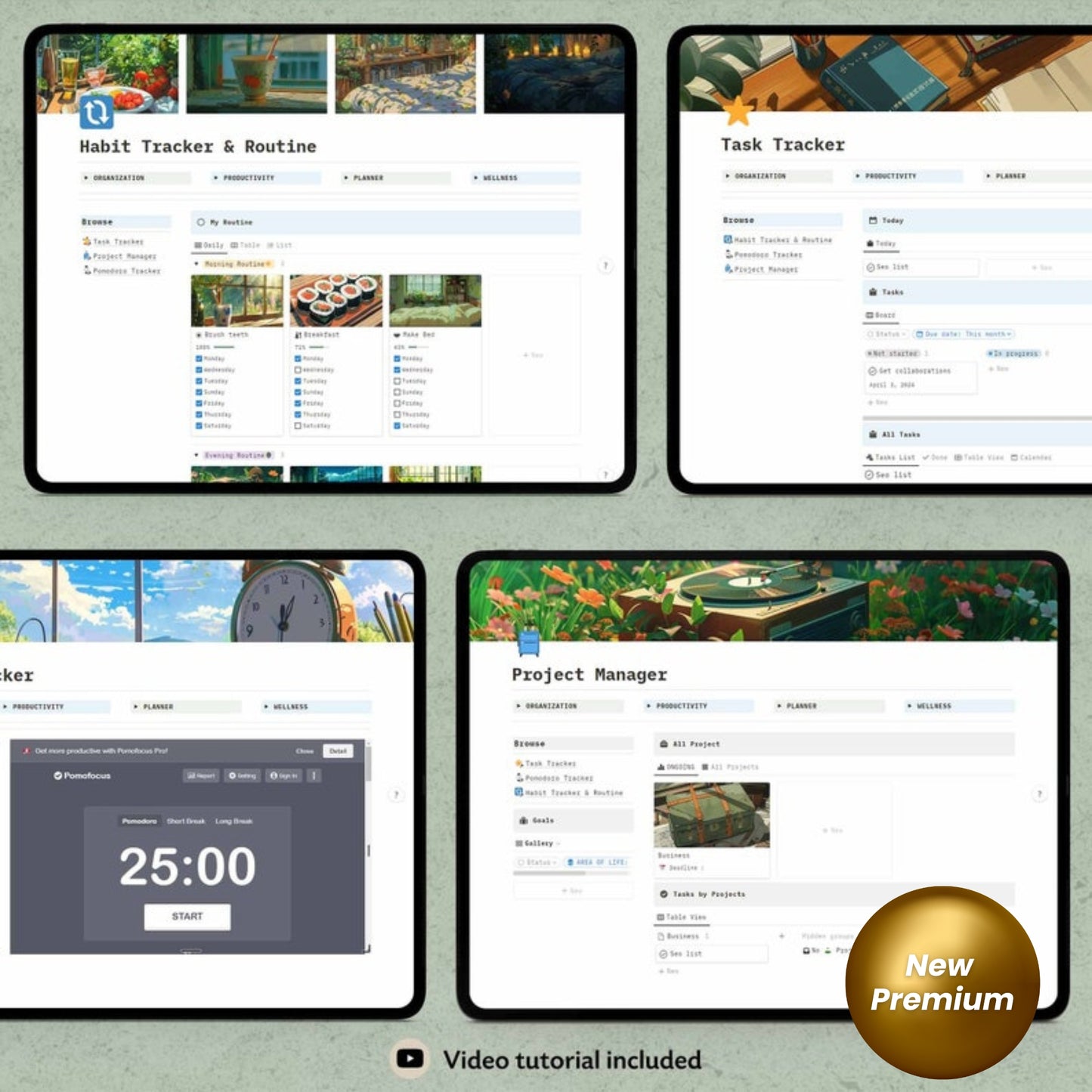 Aesthetic All-in-One Notion Life Planner Template | Anime Digital Dashboard | Daily, Weekly, Monthly Notion Planner