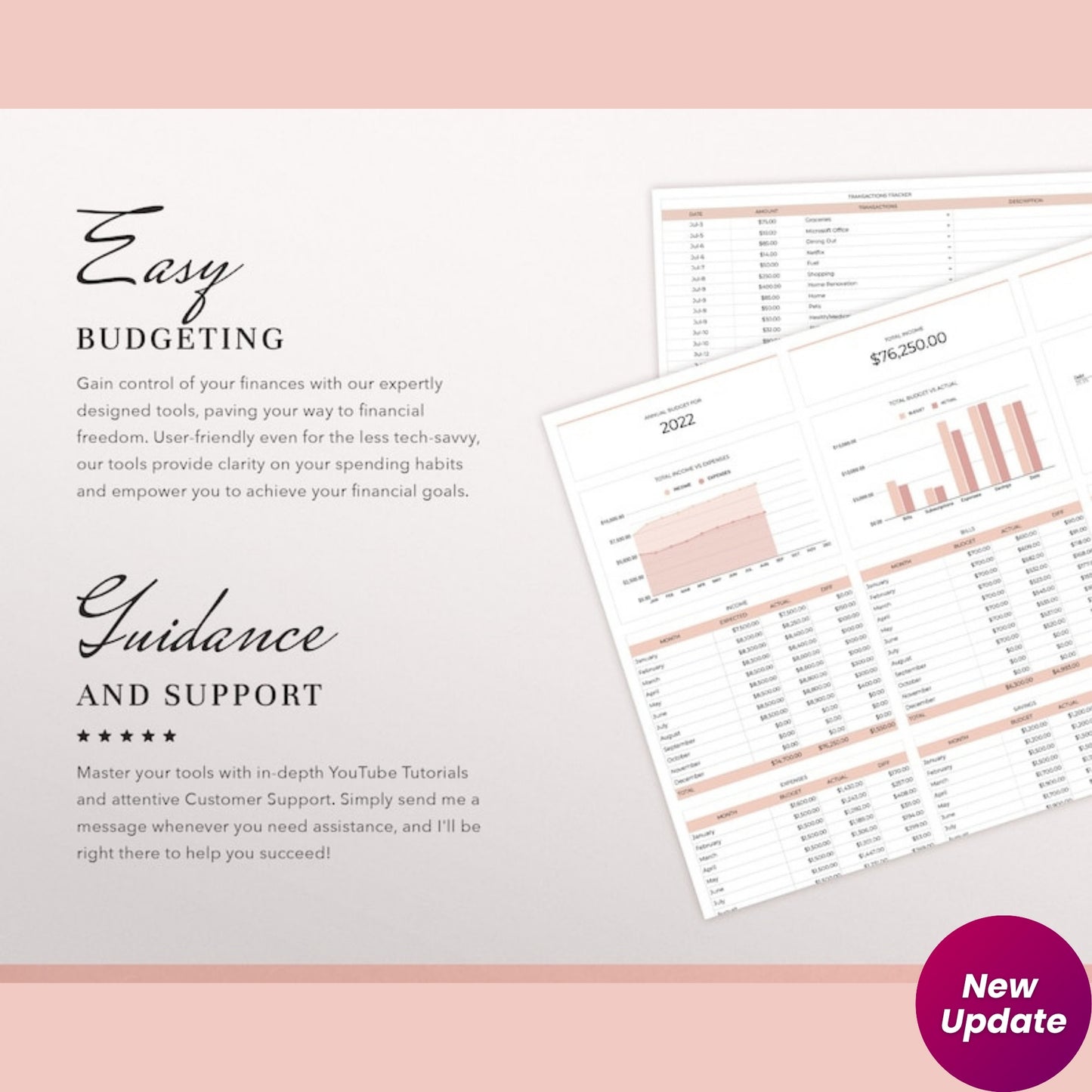 Annual Budget Spreadsheet for Google Sheets | Budget Planner & Personal Finance Tracker | Yearly Budget Template