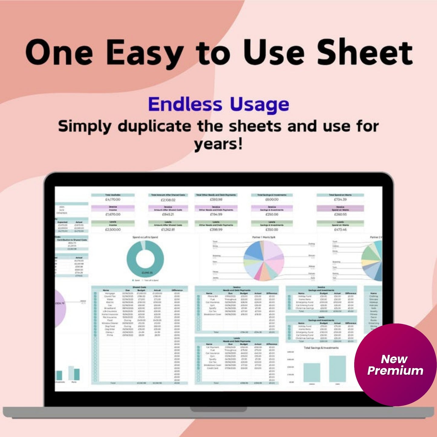Couple's Monthly Budget Planner | Google Sheets Finance Spreadsheet | 2025 Budget Template | Expense, Bill, Debt & Income Tracker