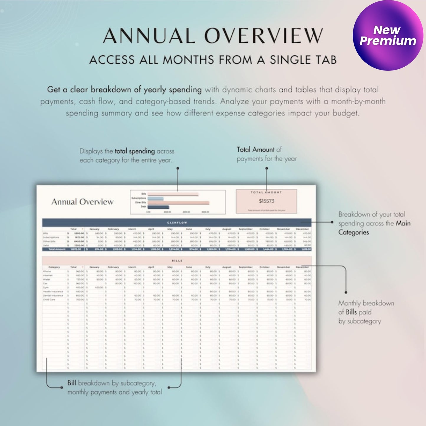 Bill Tracker Spreadsheet | Google Sheets Bill Calendar | Smart Monthly Bill Payment Planner | Digital Financial Organizer
