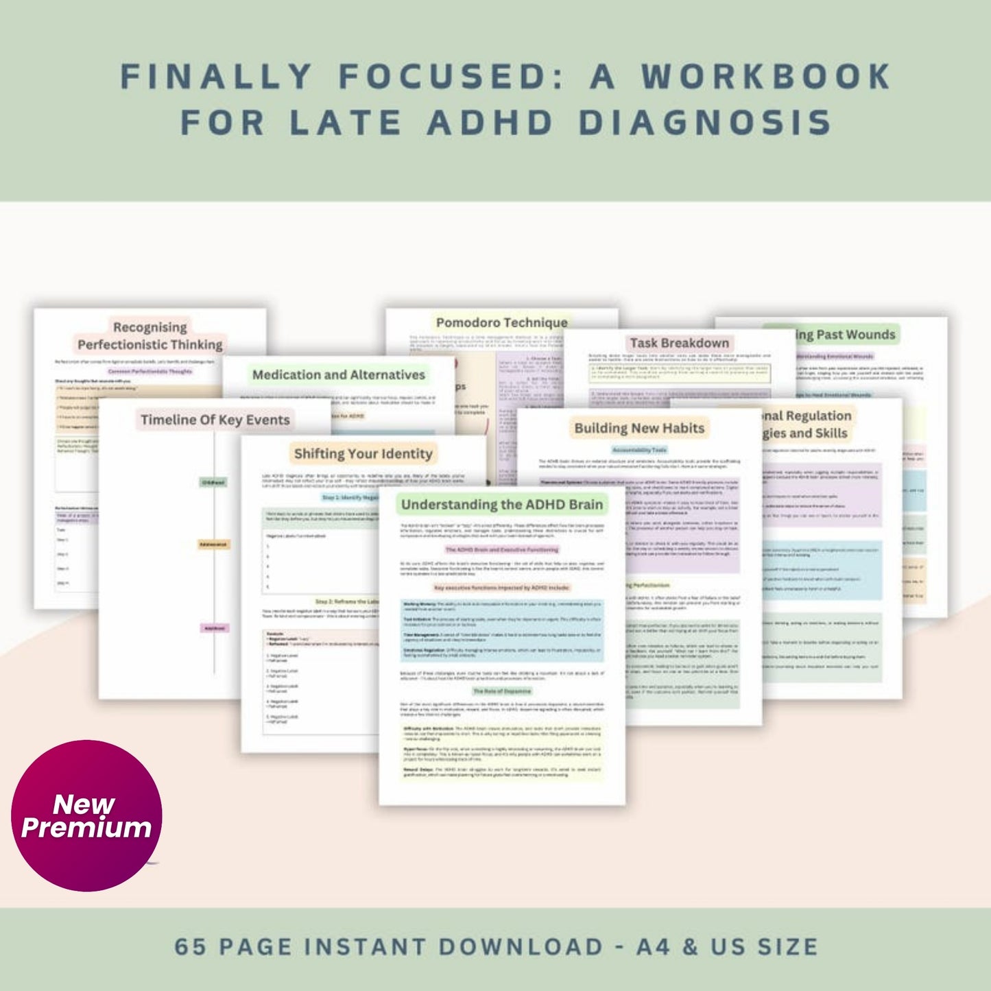 ADHD Executive Functioning Bundle | 400+ Pages Therapy Worksheets & 120 Cards | Coping Skills, Time Management, Emotional Regulation | Teens & Adults