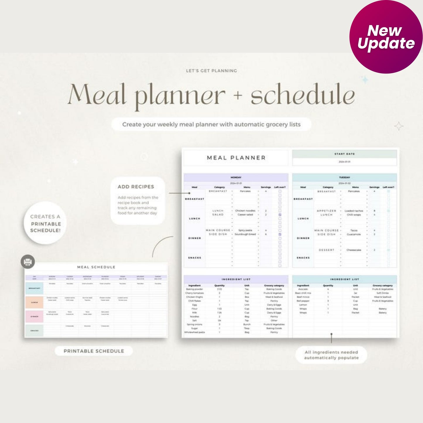 Life Organizer Google Sheets Bundle – Annual Budget, Weekly Meal Planner, Travel Itinerary & Bill Calendar | Digital ADHD Life Planner