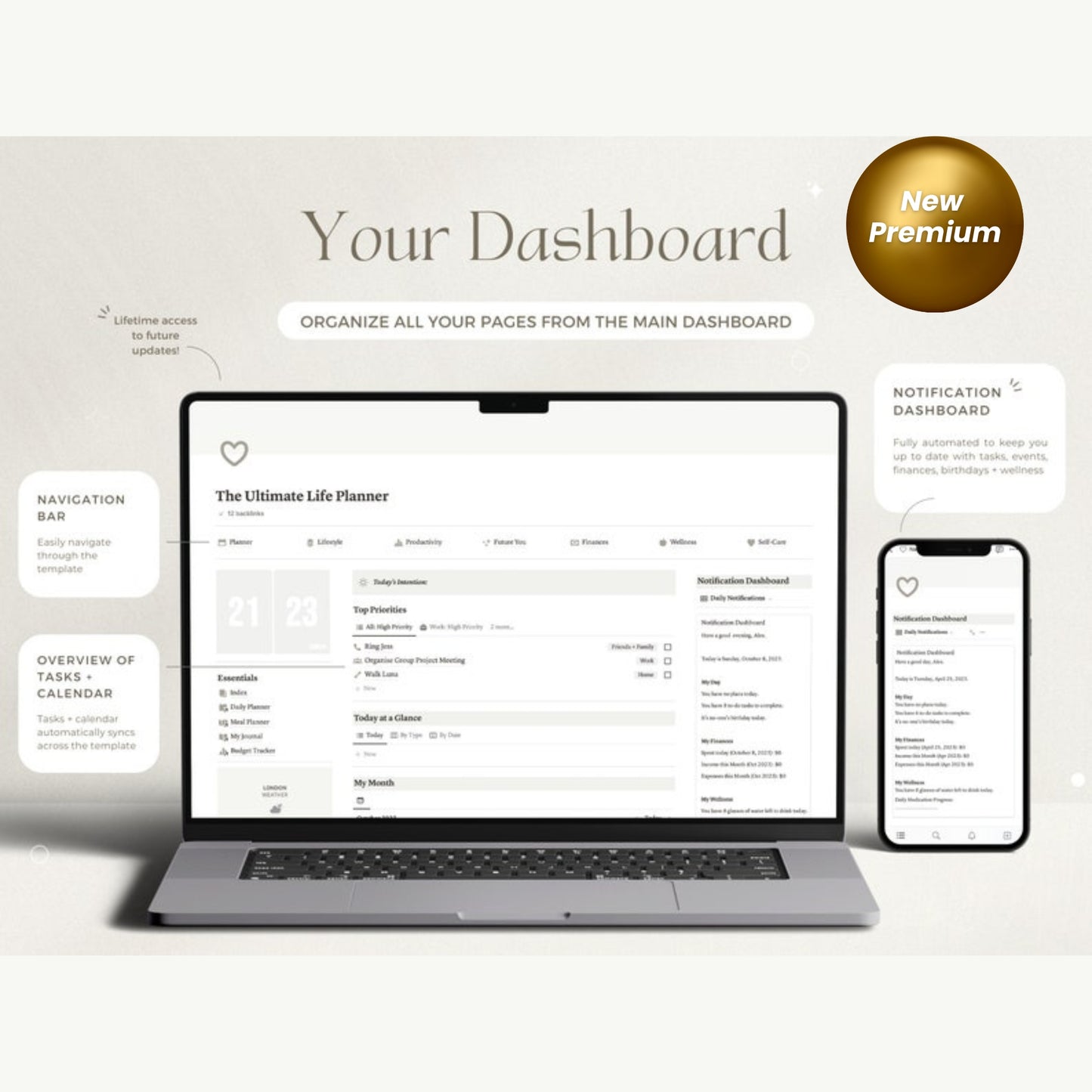 Ultimate Notion Life Planner | 2024 Notion Dashboard | Aesthetic All-in-One Notion Template | ADHD-Friendly Notion Budget & Calendar