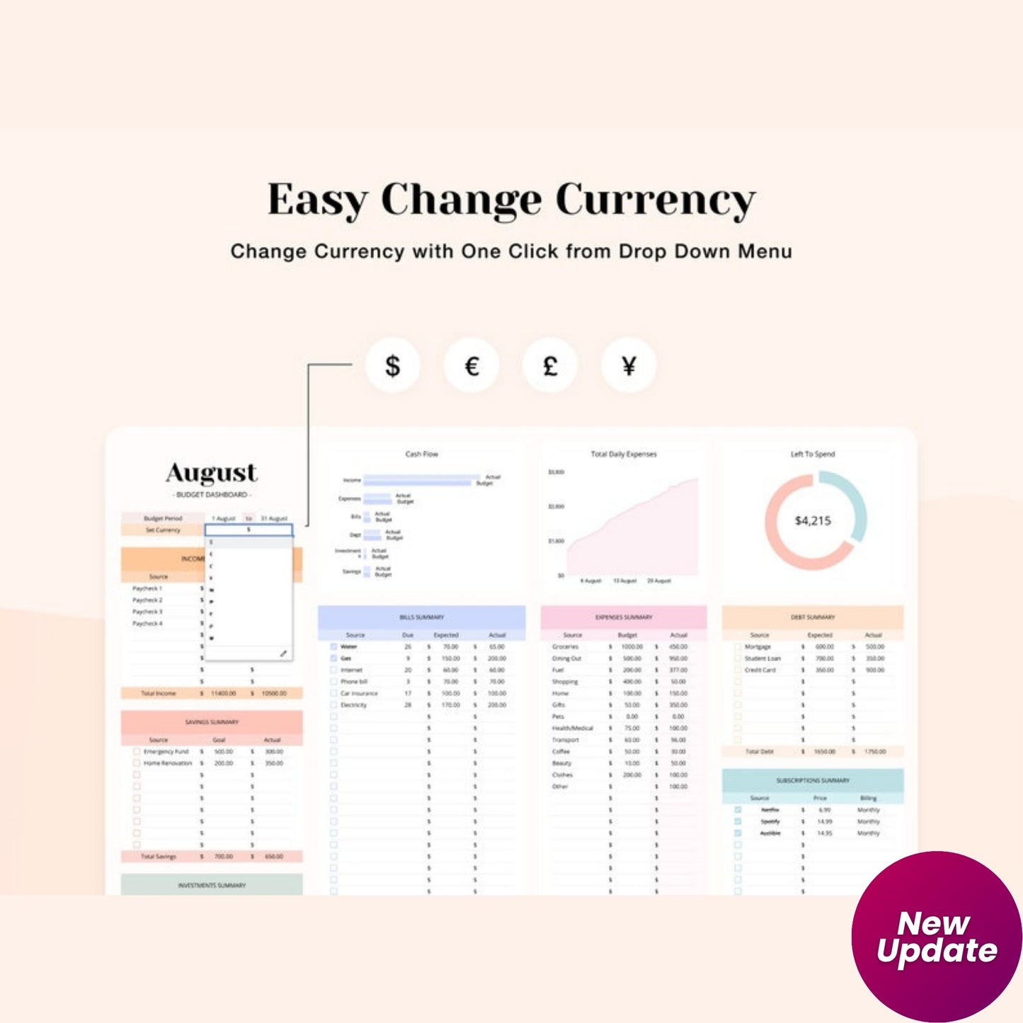 Budget Planner Google Spreadsheet | Weekly & Biweekly Paycheck Budget | ADHD Friendly Financial Tracker | Personal Finance Spreadsheet