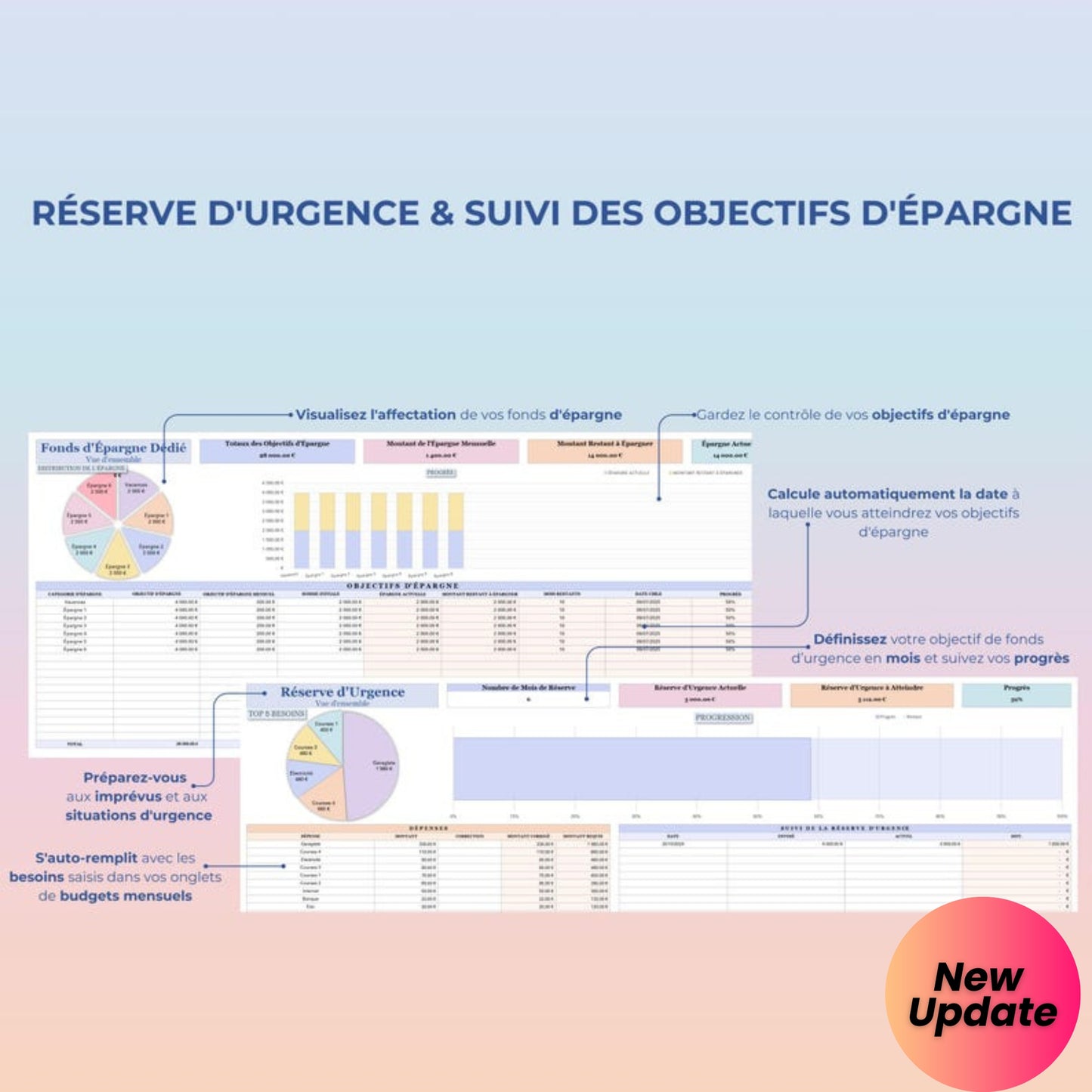 Annual Budget Spreadsheet in French – Google Sheets & Excel | Monthly, Biweekly, Debt, Bills, Investment, Net Worth Tracker | 50/30/20 Budget Planner