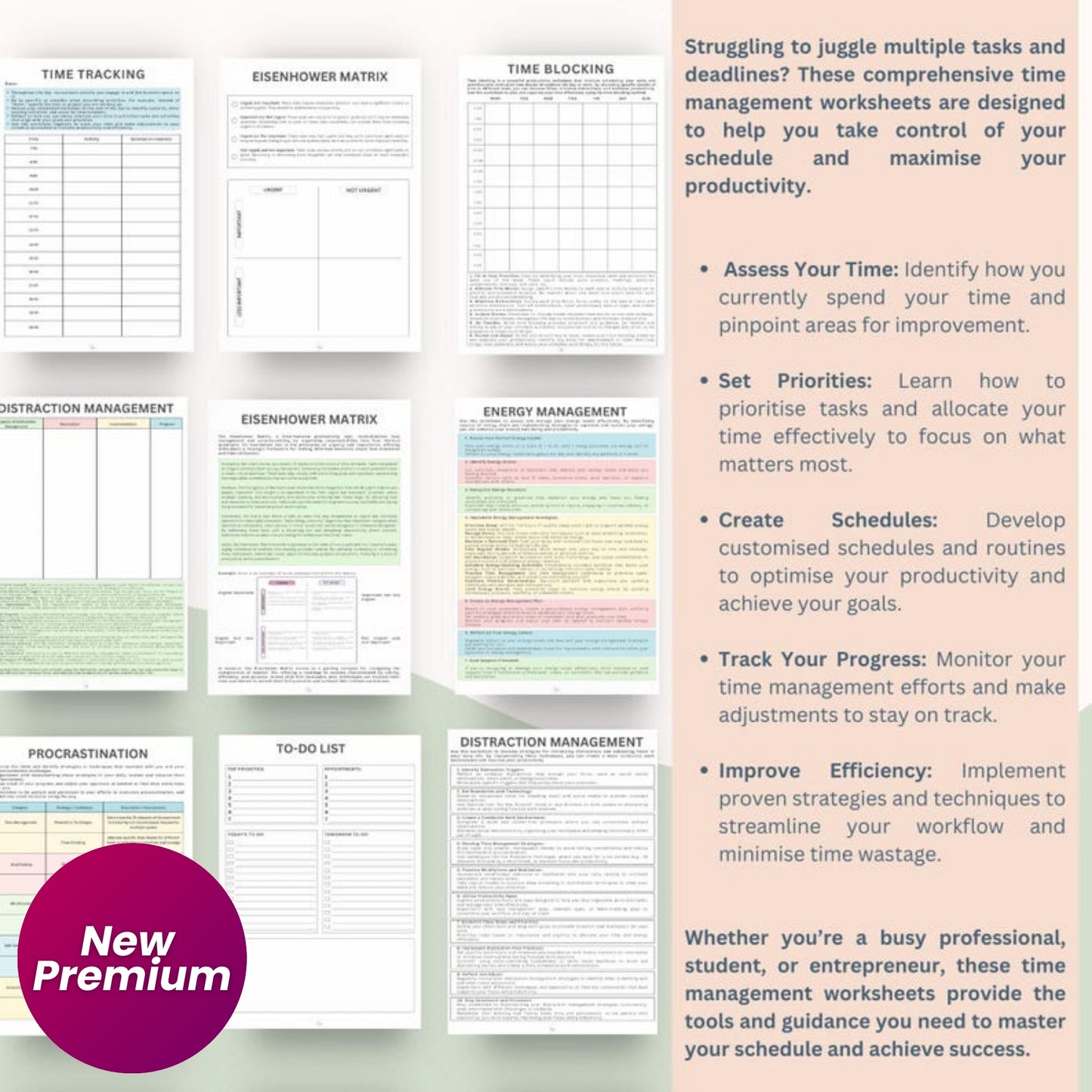 ADHD Executive Functioning Bundle | 400+ Pages Therapy Worksheets & 120 Cards | Coping Skills, Time Management, Emotional Regulation | Teens & Adults