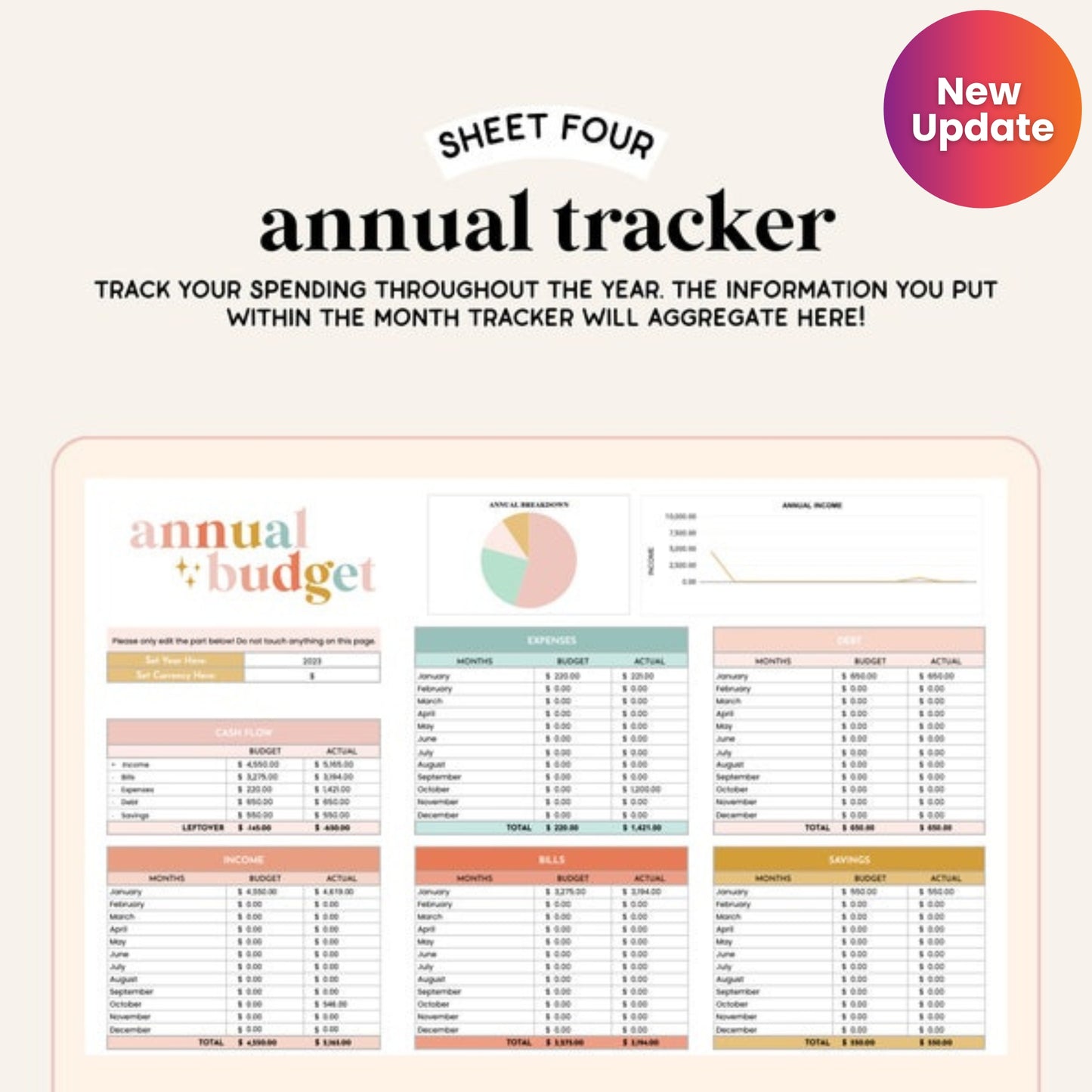 All-in-One Finance Spreadsheet | Budget, Savings & Debt Tracker | Google Sheets Template