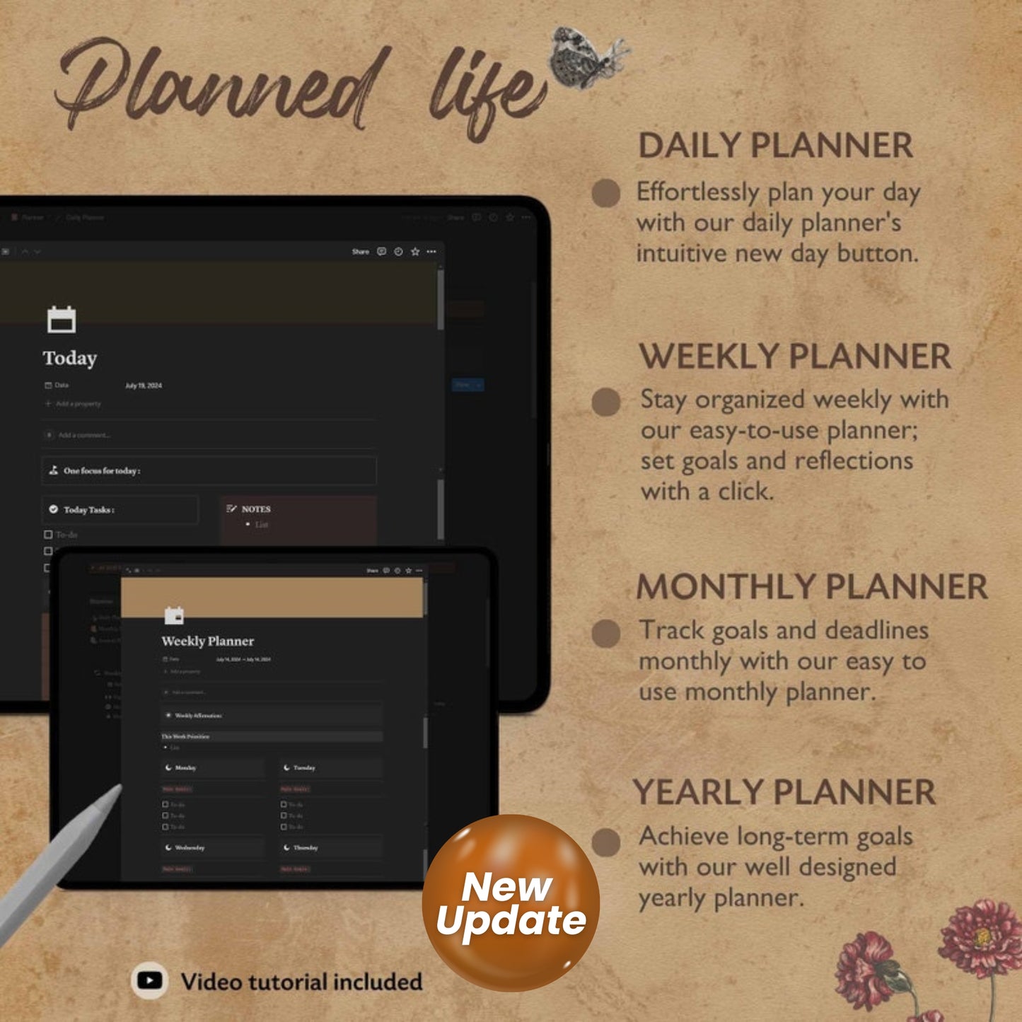 Ultimate Notion Life Planner | Vintage Aesthetic Notion Dashboard | All-in-One Notion Template