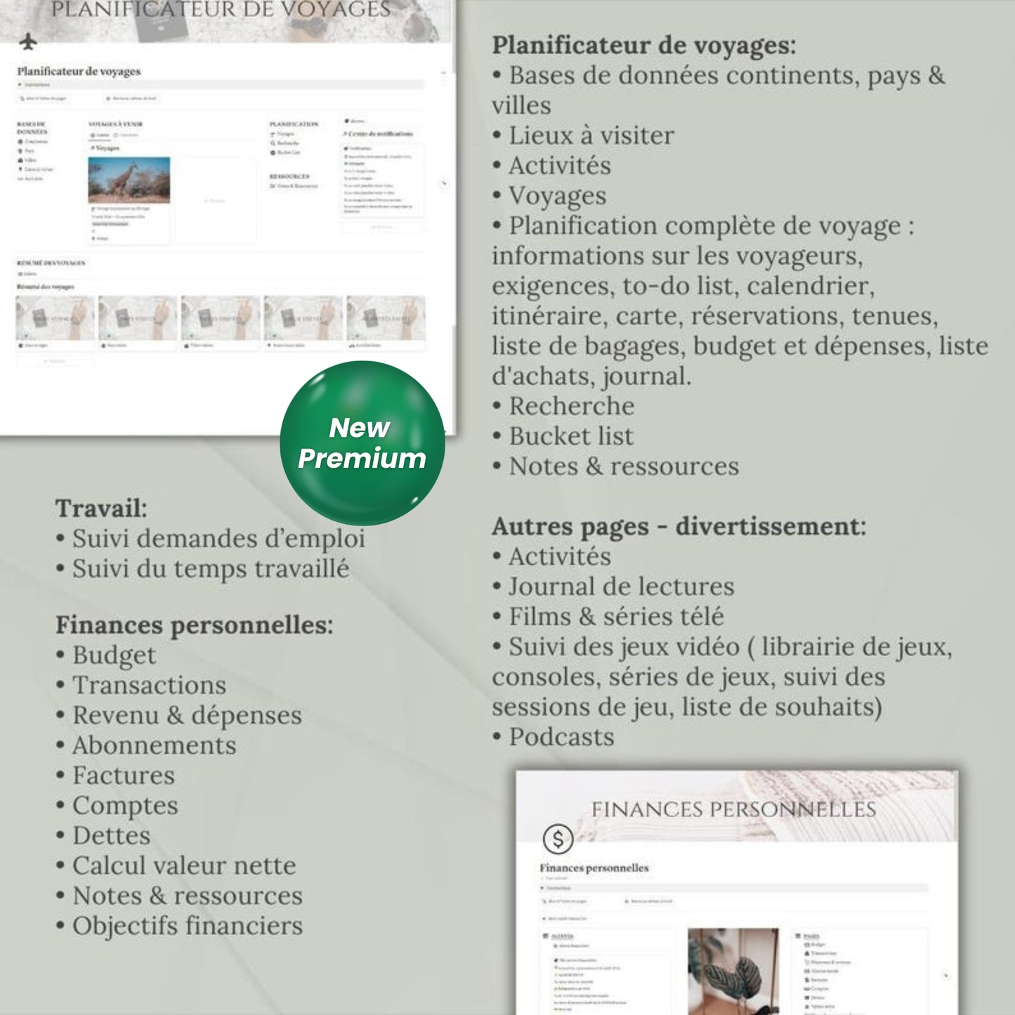 Ultimate Life Planner Notion Template | Personal Life Dashboard in French | Second Brain System | All-in-One Digital Organizer Notion FR