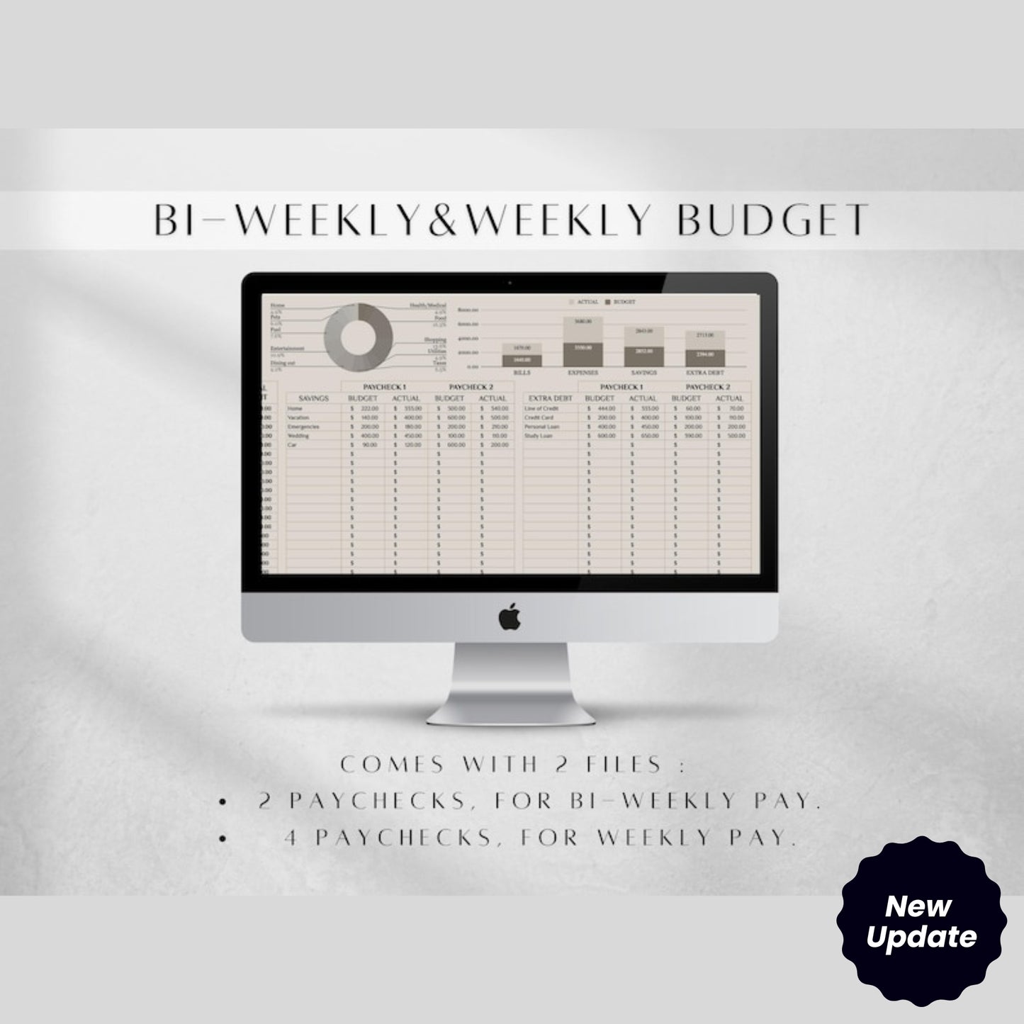 Paycheck Budget Spreadsheet | Biweekly & Weekly Budget Template | Google Sheets Budget Planner | Bill Tracker 2024-2025