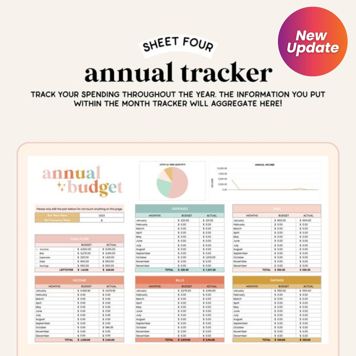 All-in-One Finance Spreadsheet | Budget, Savings, Debt, Paycheck Tracker | Monthly Planner | Google Sheets