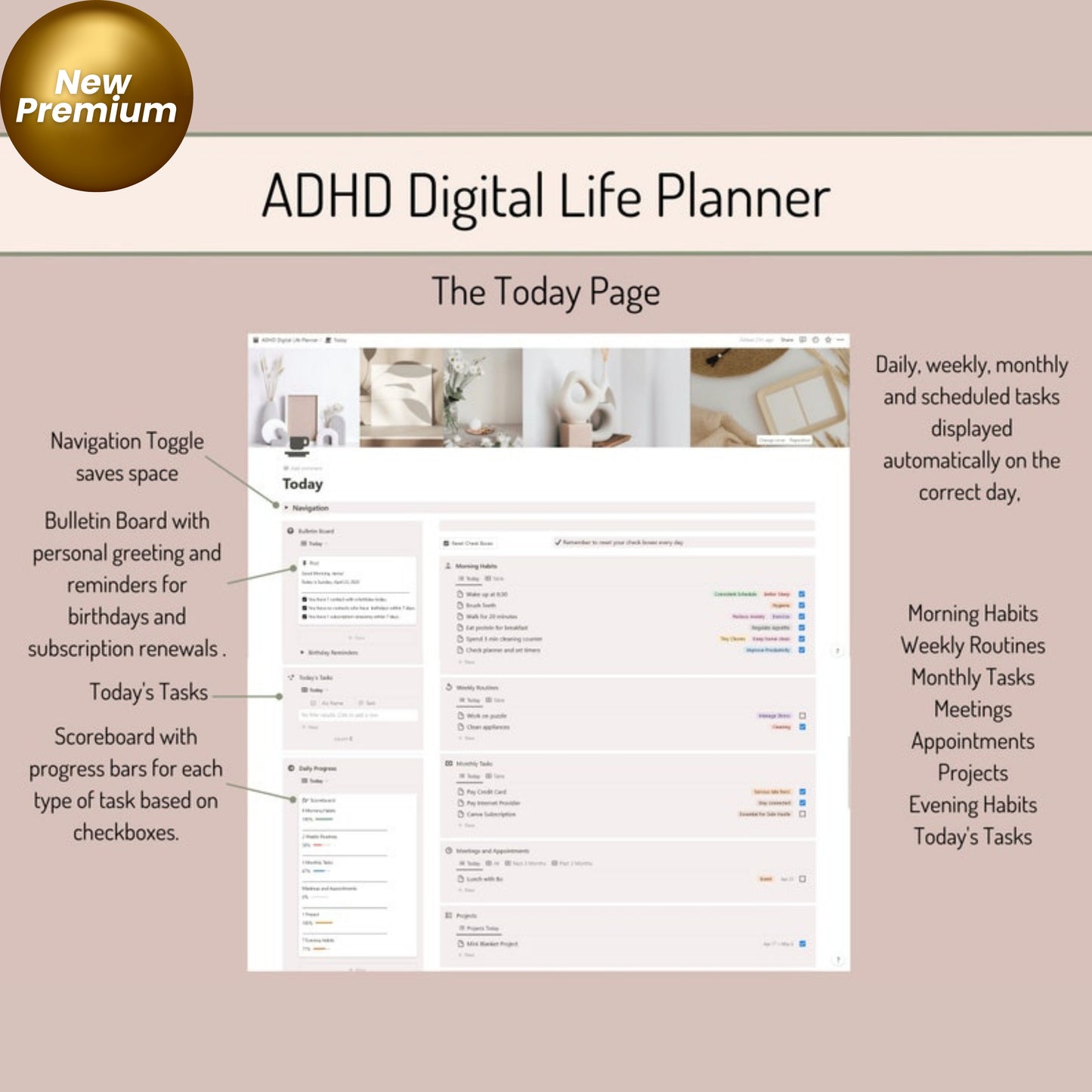 ADHD Digital Life Planner | Notion Template for ADHD Minds | Personal Notion Dashboard