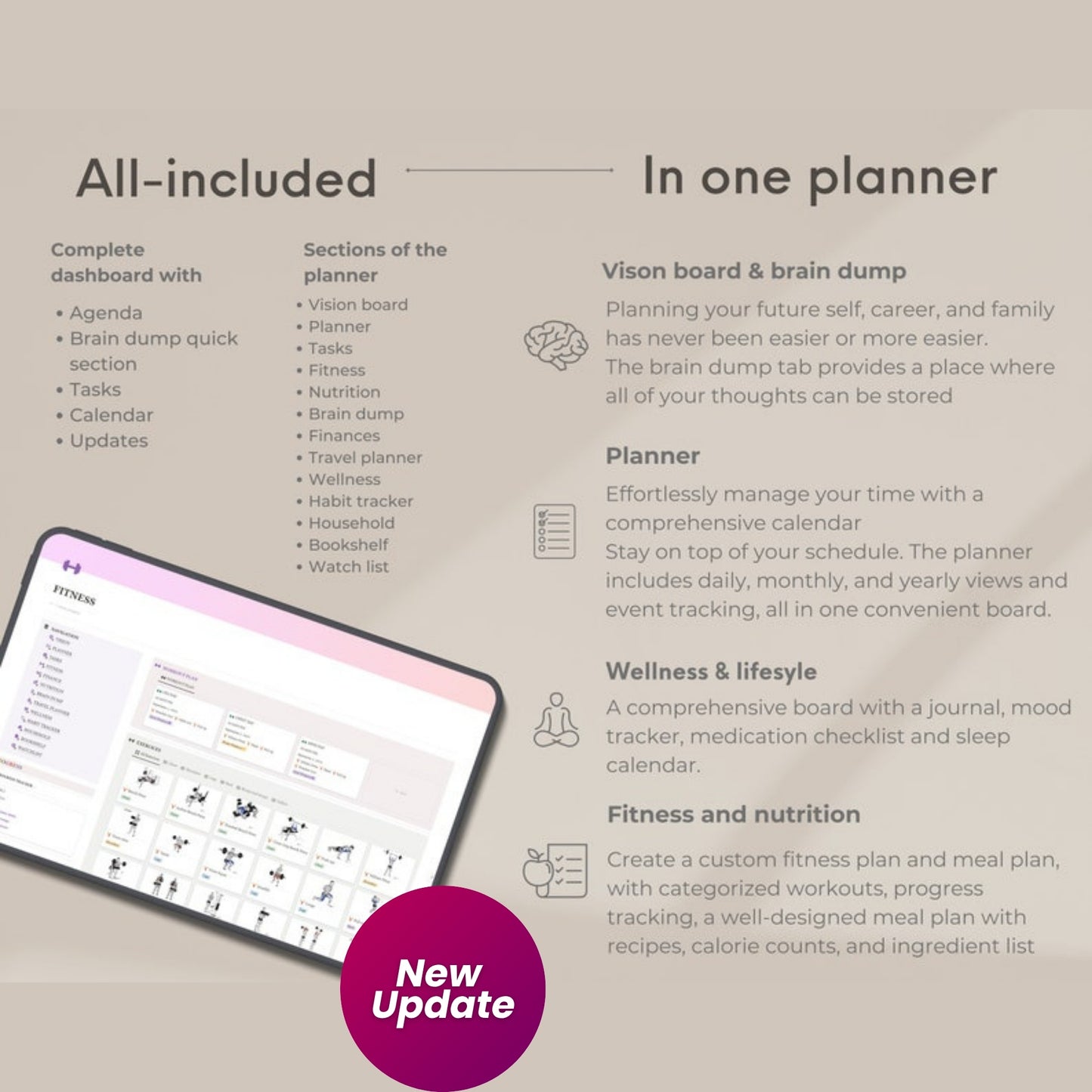ADHD Notion Planner Template | Digital ADHD Life Planner for Adults | Focus, Self Care & Productivity Dashboard | Editable ADHD Planner for Notion
