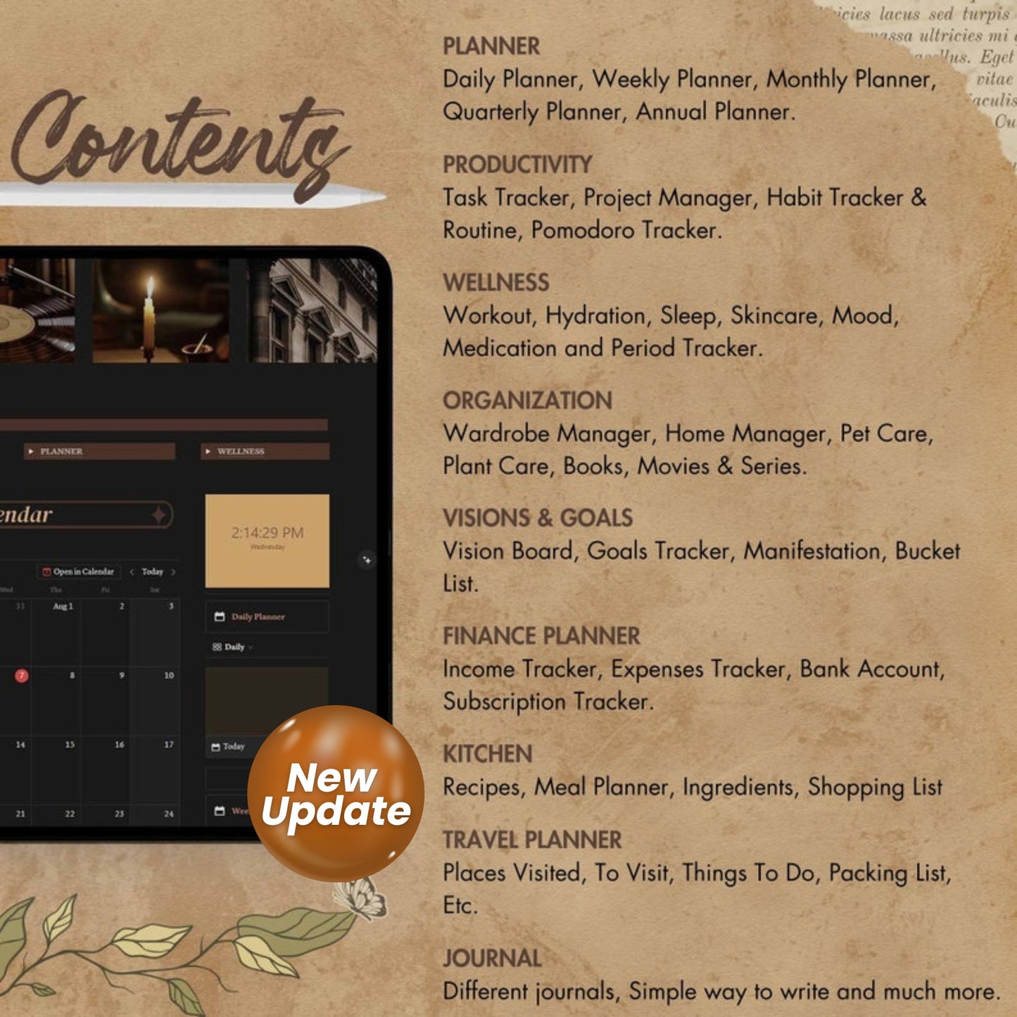 Ultimate Notion Life Planner | Vintage Aesthetic Notion Dashboard | All-in-One Notion Template