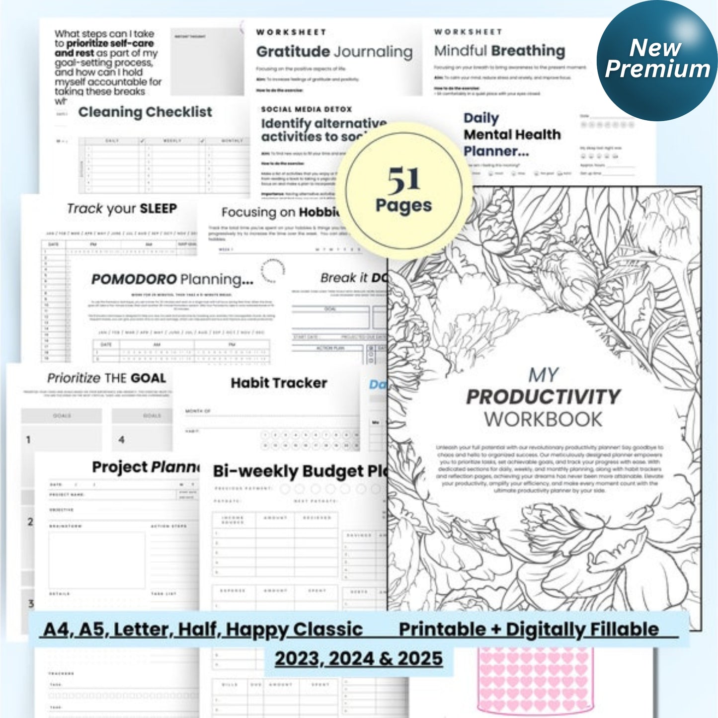 2025 Daily Productivity Planner | Printable & Digital PDF | Goal Setter, Finance Tracker, Life Organizer, ADHD-Friendly Schedule