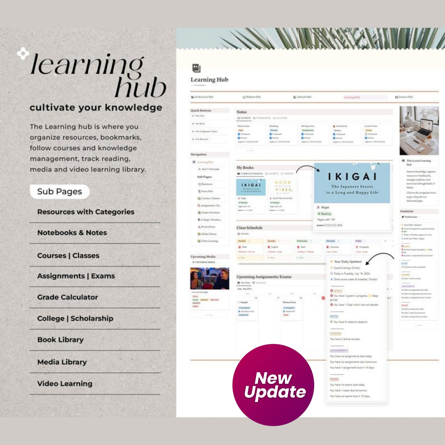 Notion Advanced Life Planner | ADHD Adult Digital Planner | That Girl Aesthetic Notion Template | Second Brain 2.0 | 2025 Productivity Dashboard
