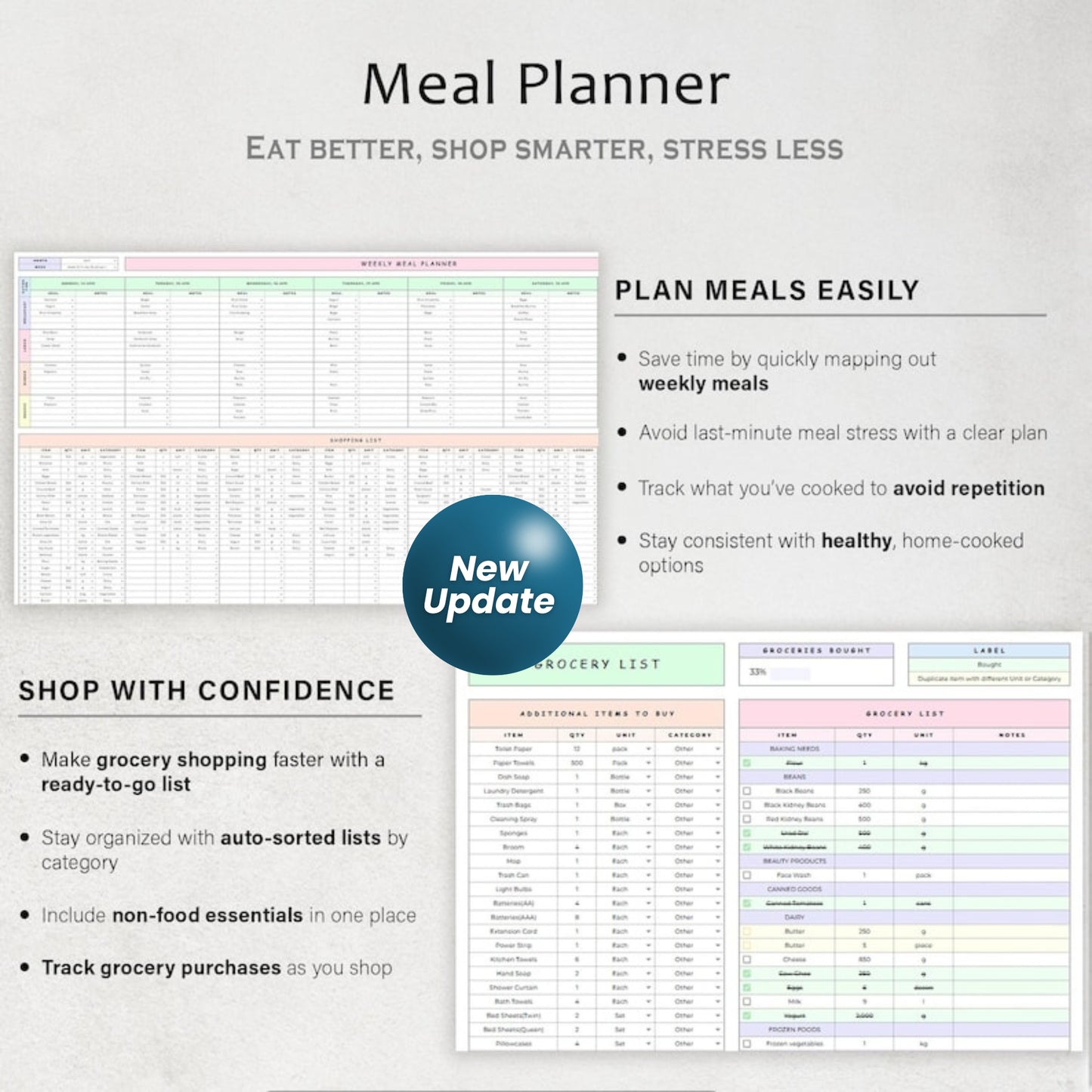 ADHD Life Planner Spreadsheet | Budget Tracker, Task List, Habit & Goal Tracker | Google Sheets Digital Calendar Template