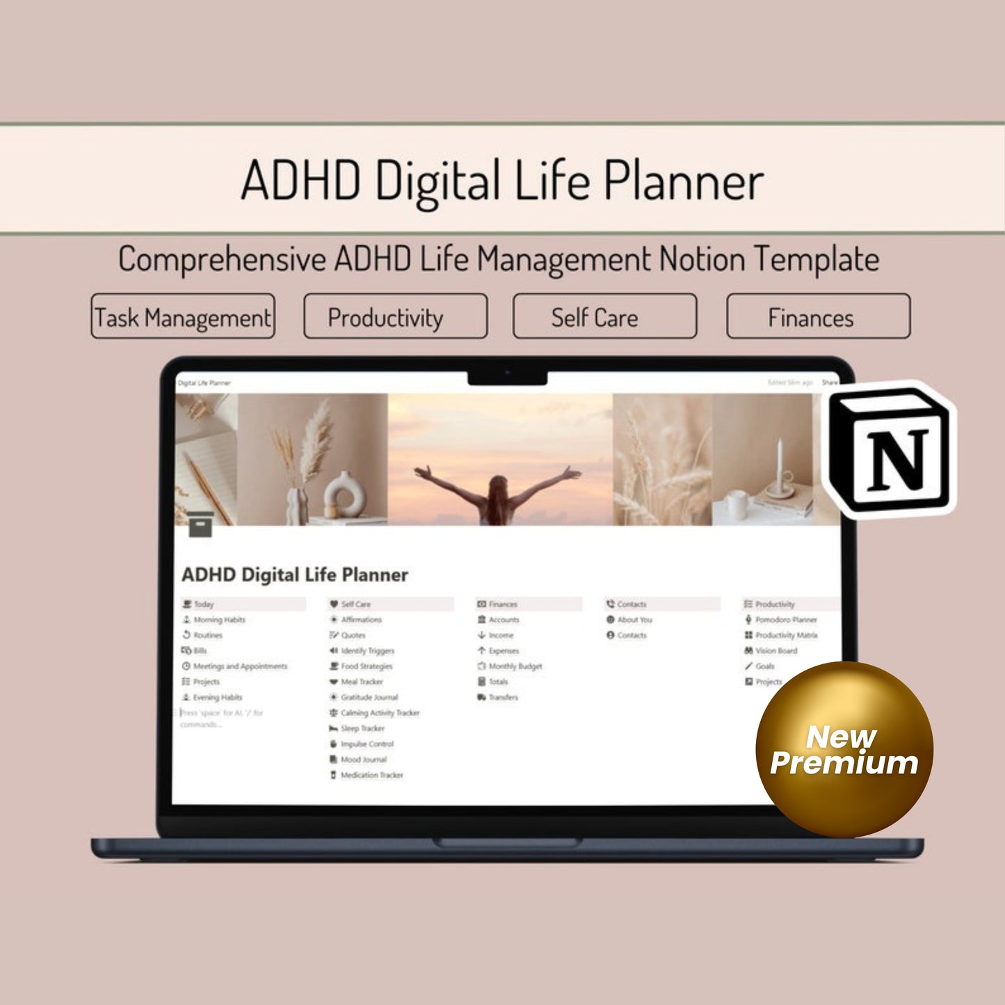 ADHD Digital Life Planner | Notion Template for ADHD Minds | Personal Notion Dashboard