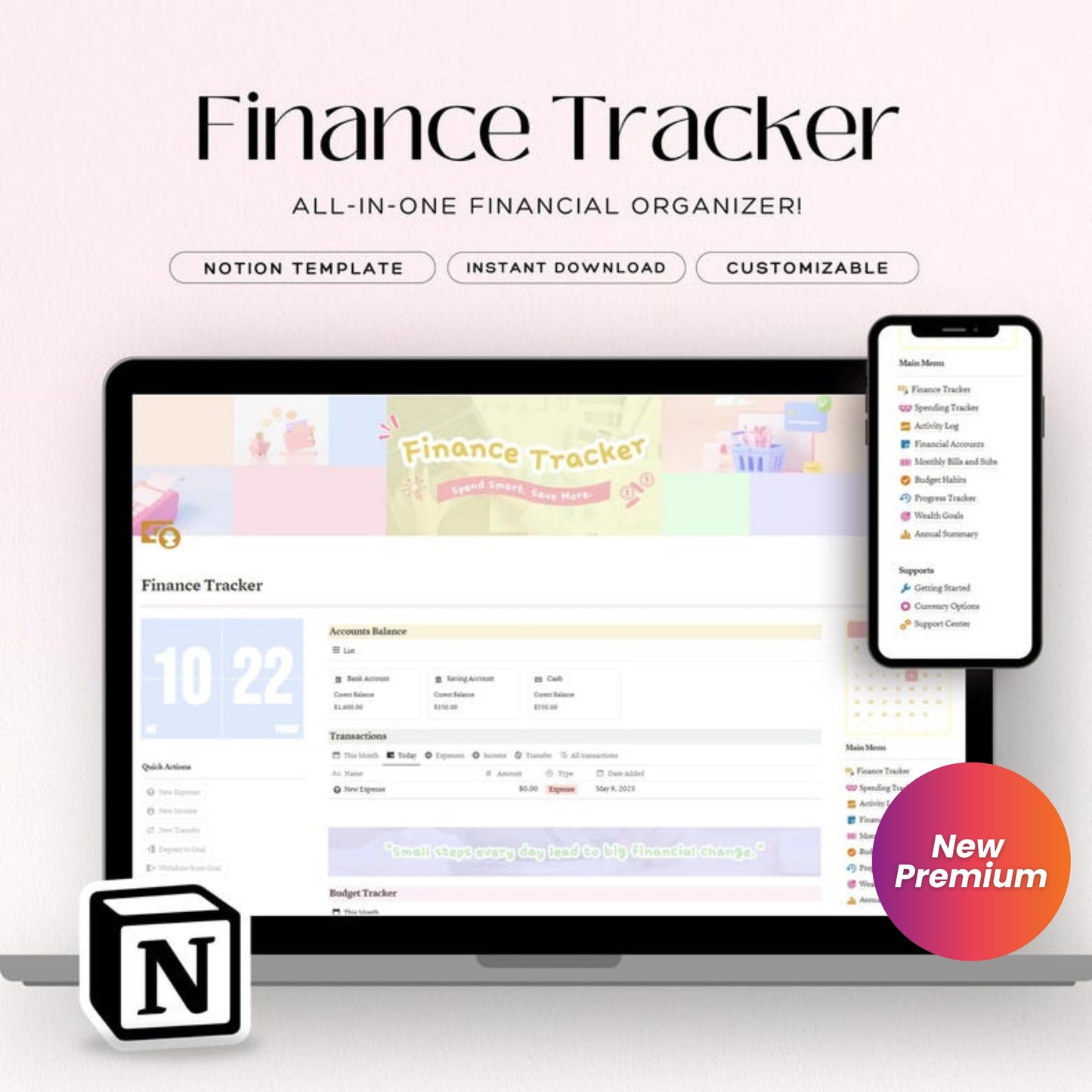 Personal Finance Notion Template | Budget Tracker & Expense Log | All-in-One Financial Planning Dashboard