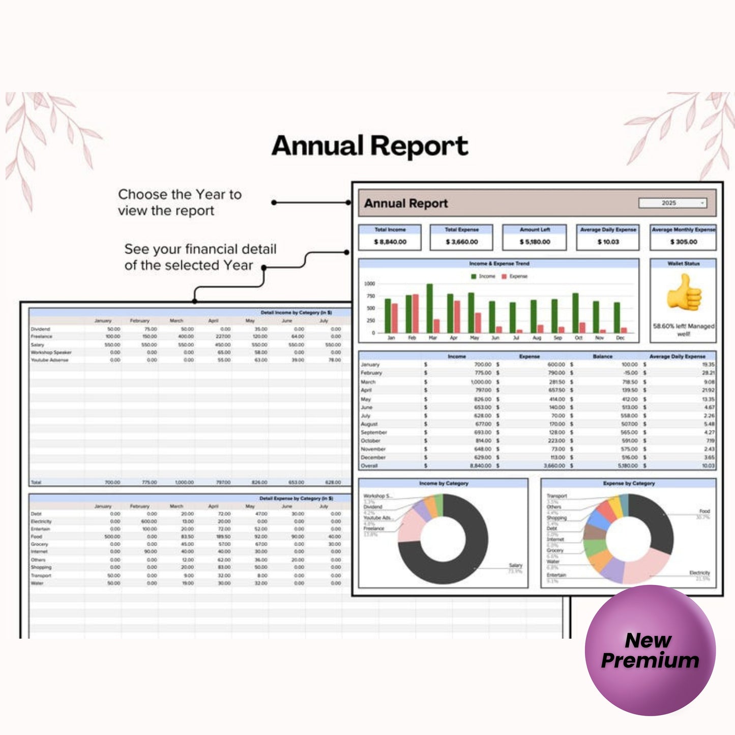 Income and Expense Tracker Google Sheets | Personal Finance Dashboard Spreadsheet | Budget Planner Template