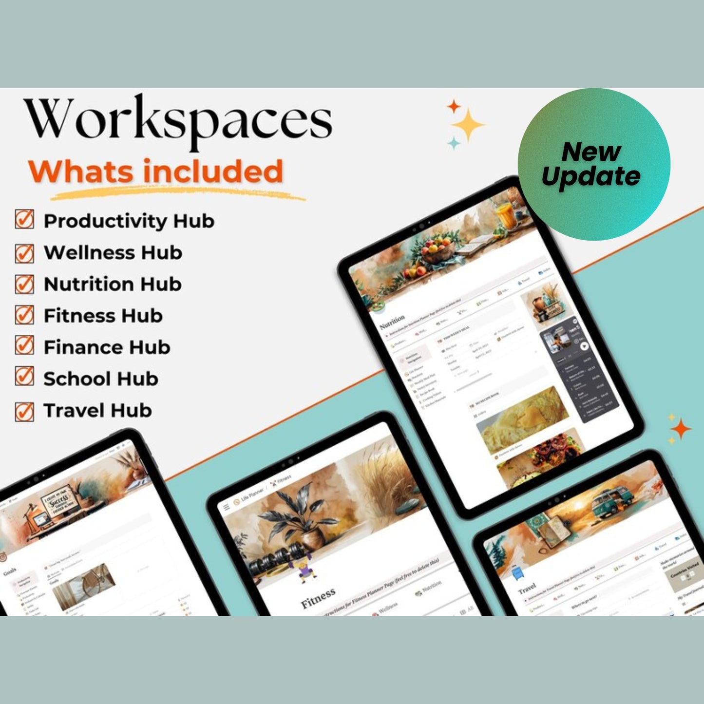 All-in-One Notion Life Planner Template | 2025 Notion Dashboard | Second Brain | Daily, Weekly, Financial, ADHD & Wellness Planner